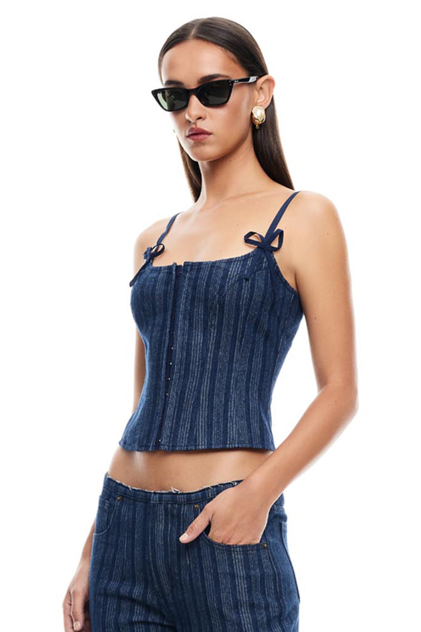 LIONESS Charismatic Denim Corset Navy by Selfie Leslie