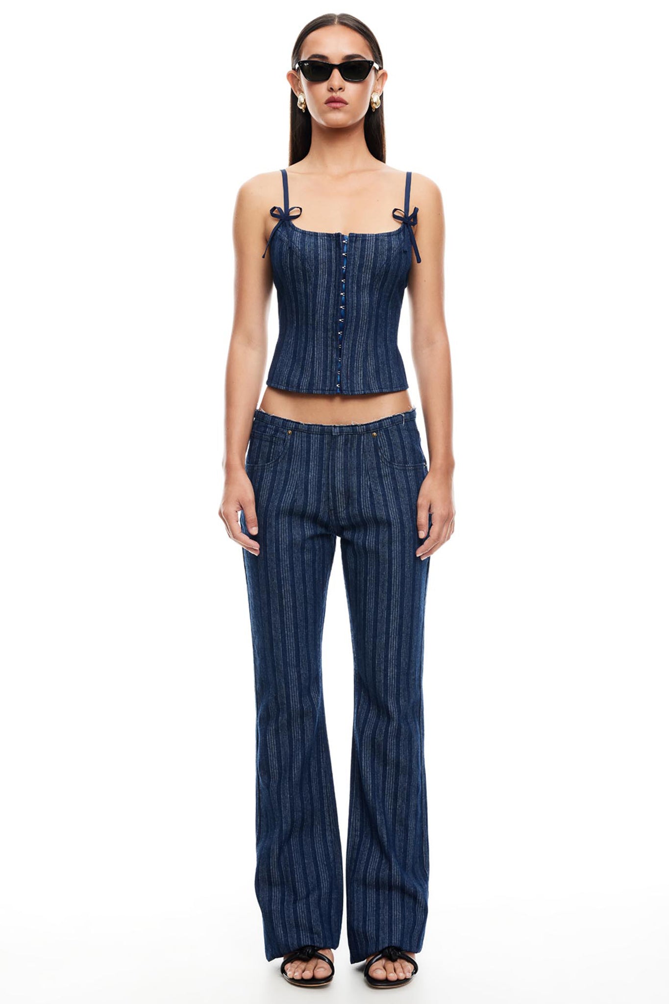 LIONESS Charismatic Denim Corset Navy by Selfie Leslie