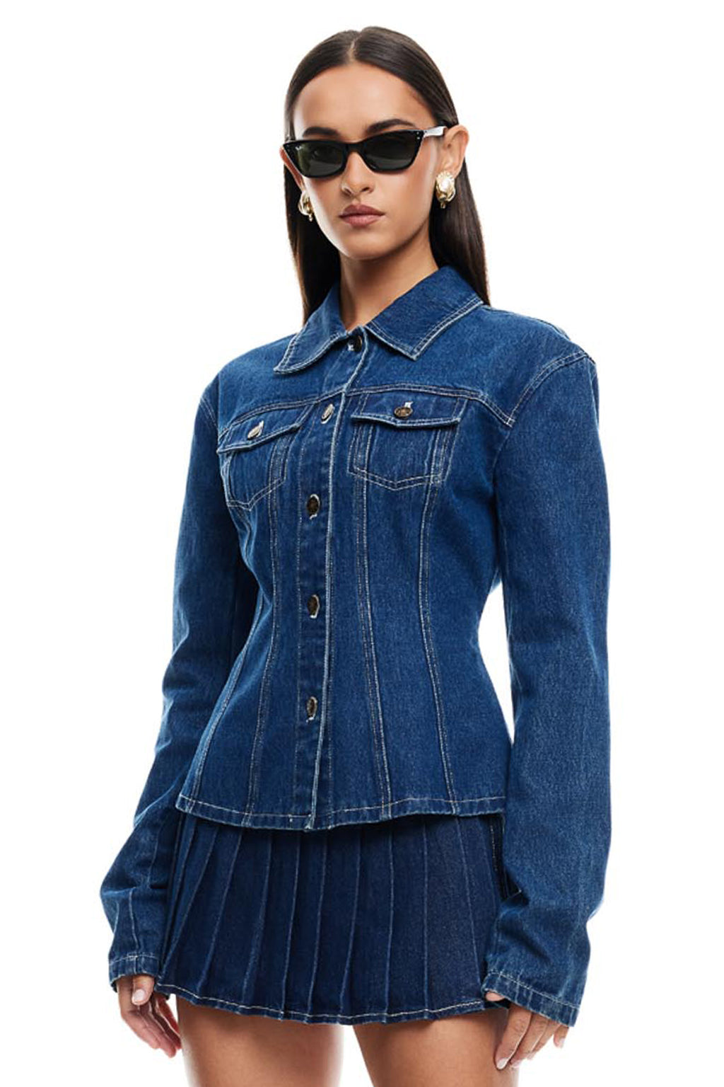 LIONESS Rider Denim Jacket Blue by Selfie Leslie