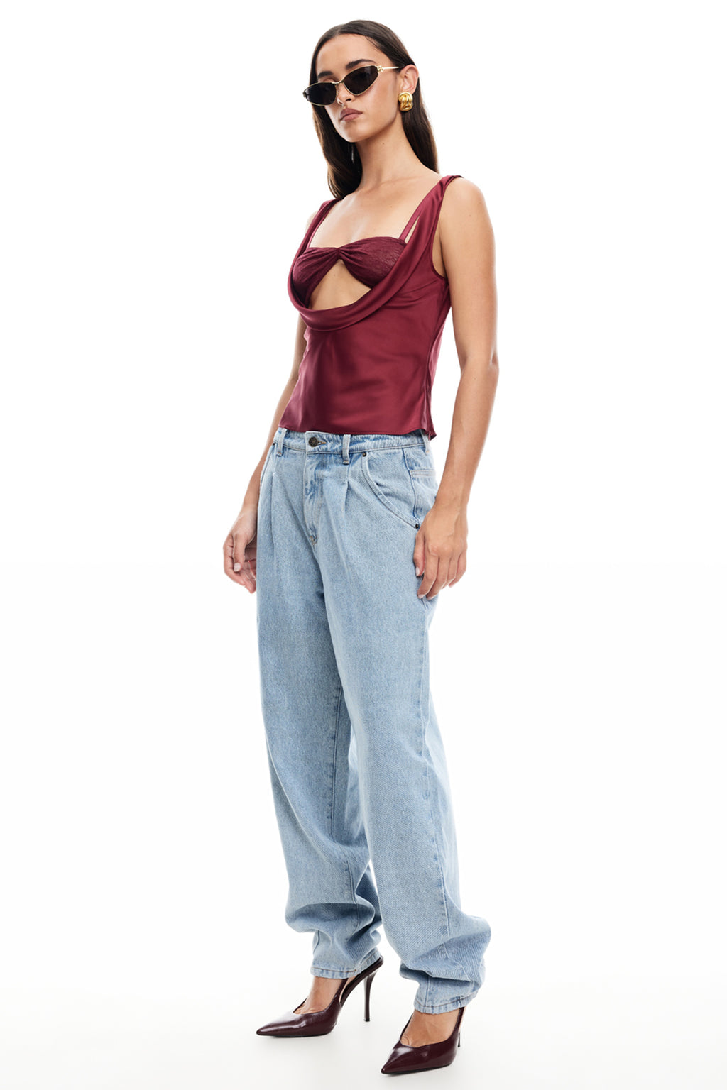 LIONESS Delilah Top Burgundy by Selfie Leslie
