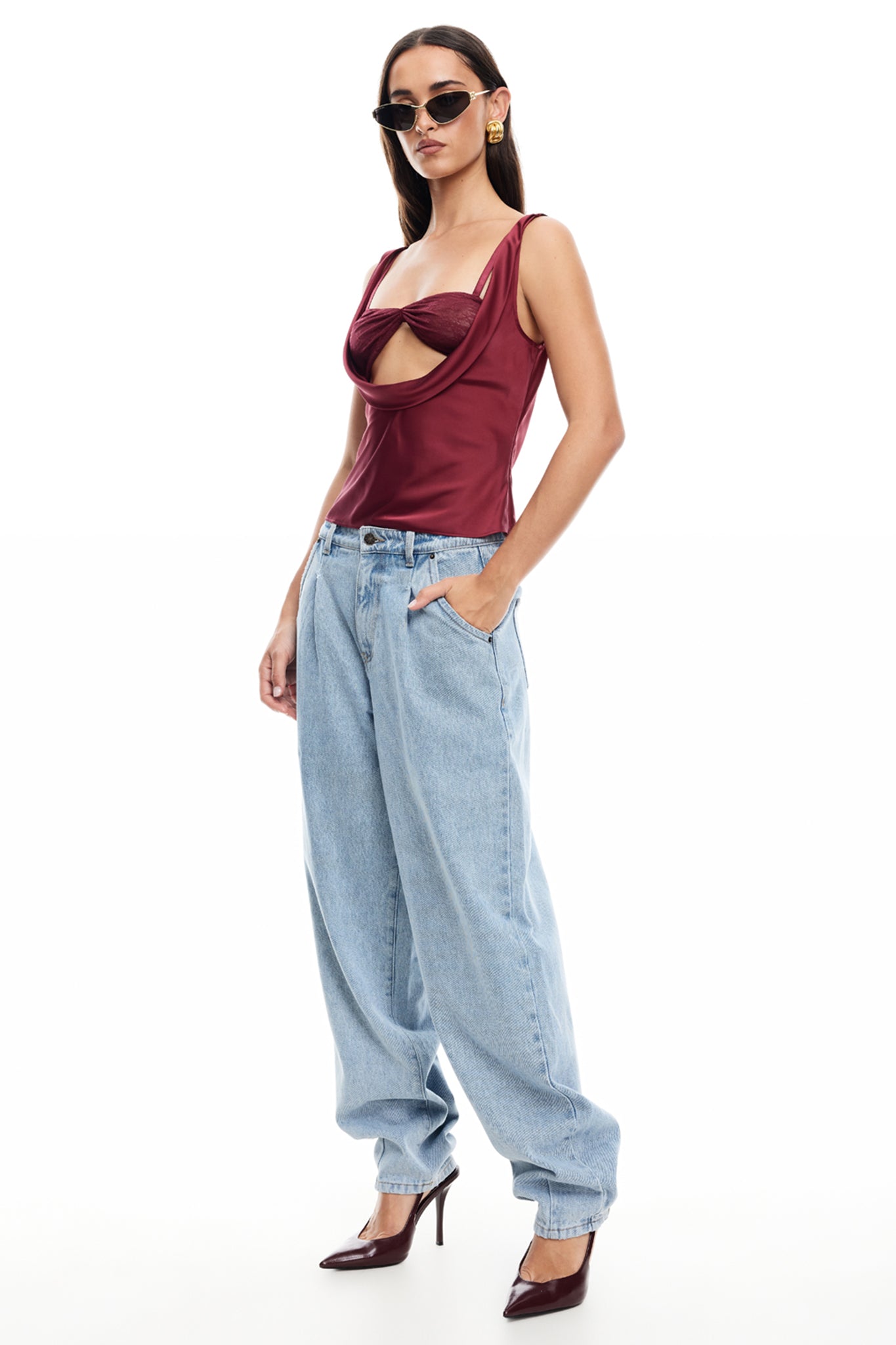 LIONESS Delilah Top Burgundy by Selfie Leslie