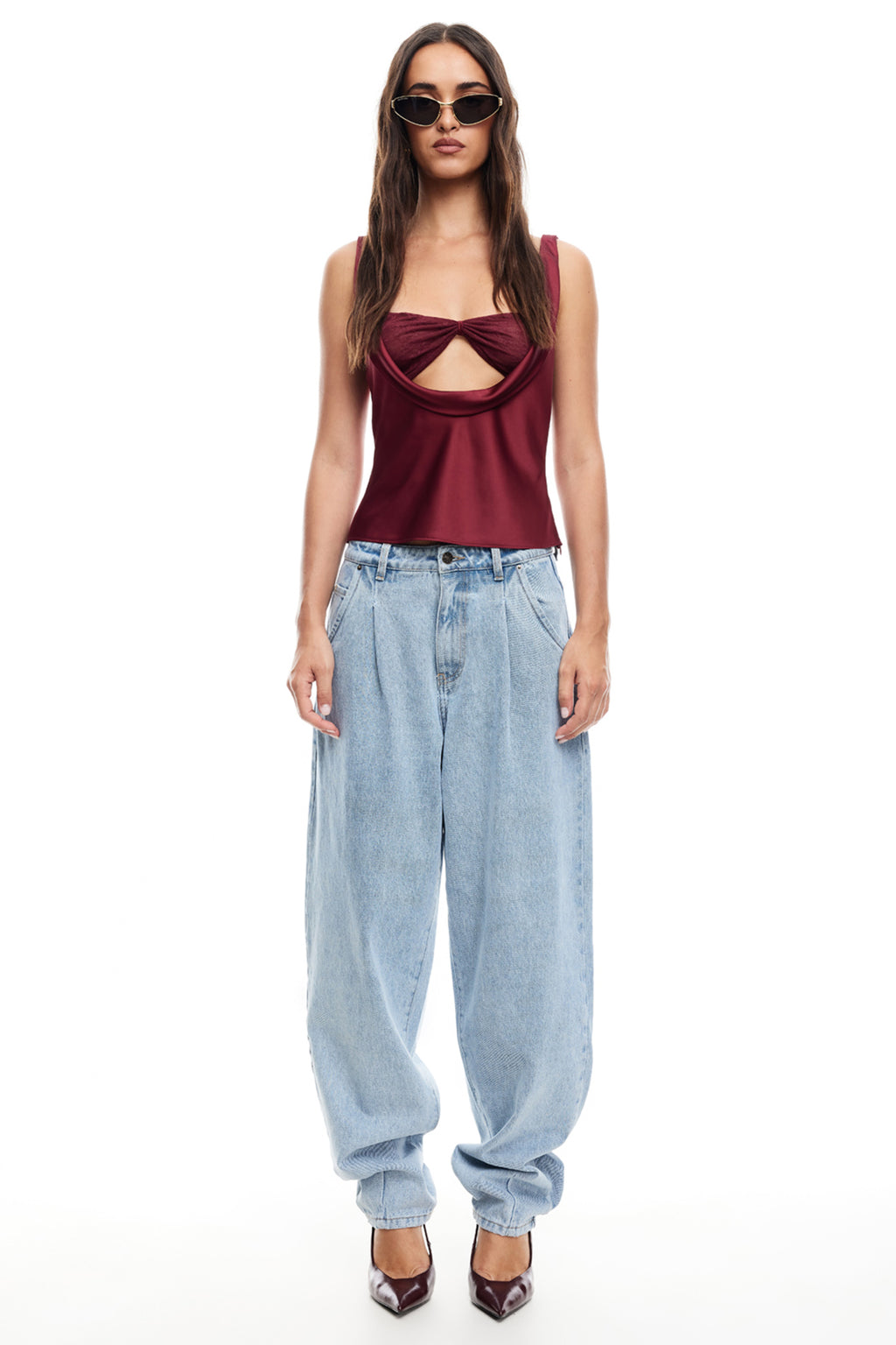 LIONESS Delilah Top Burgundy by Selfie Leslie