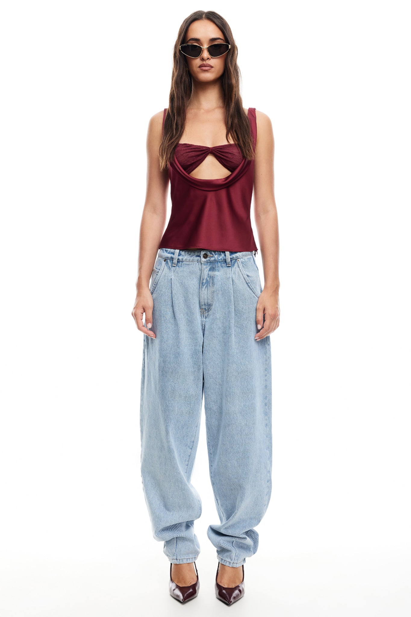 LIONESS Delilah Top Burgundy by Selfie Leslie