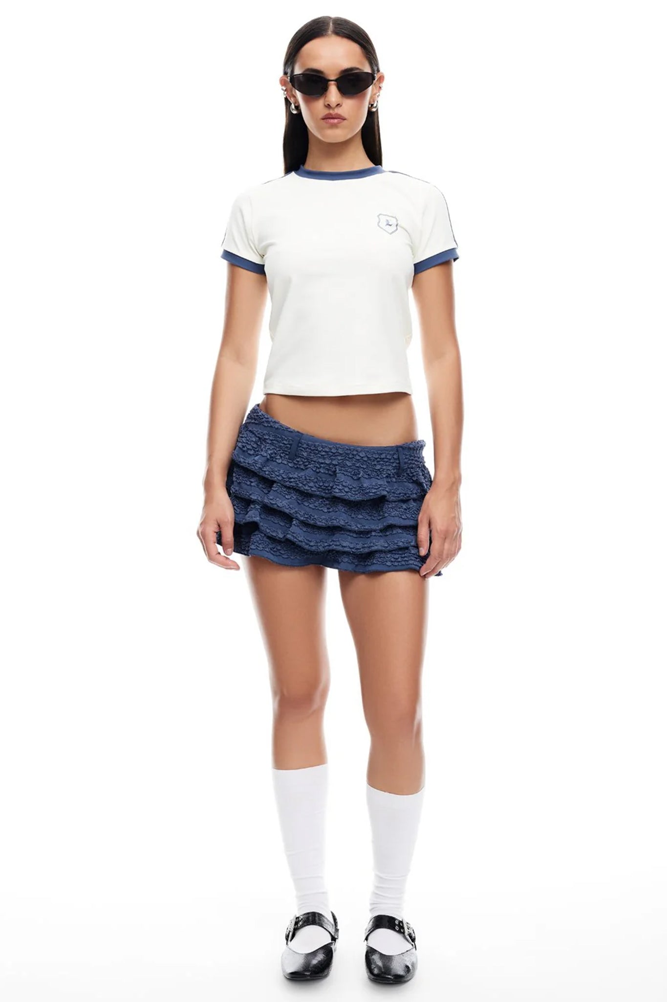LIONESS Match Point Mini Skort Ivory Navy by Selfie Leslie