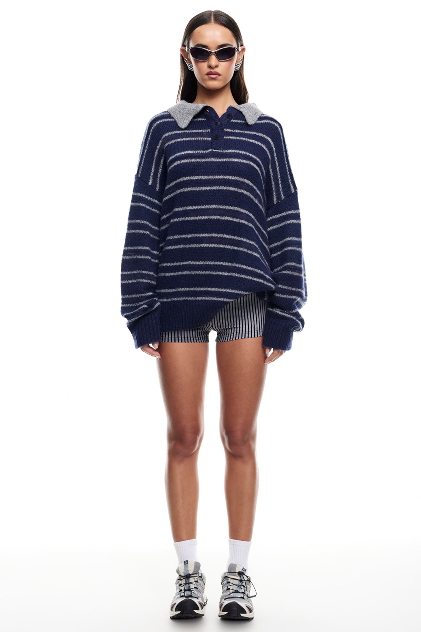 LIONESS Rising Sun Jersey Sweater Navy by Selfie Leslie