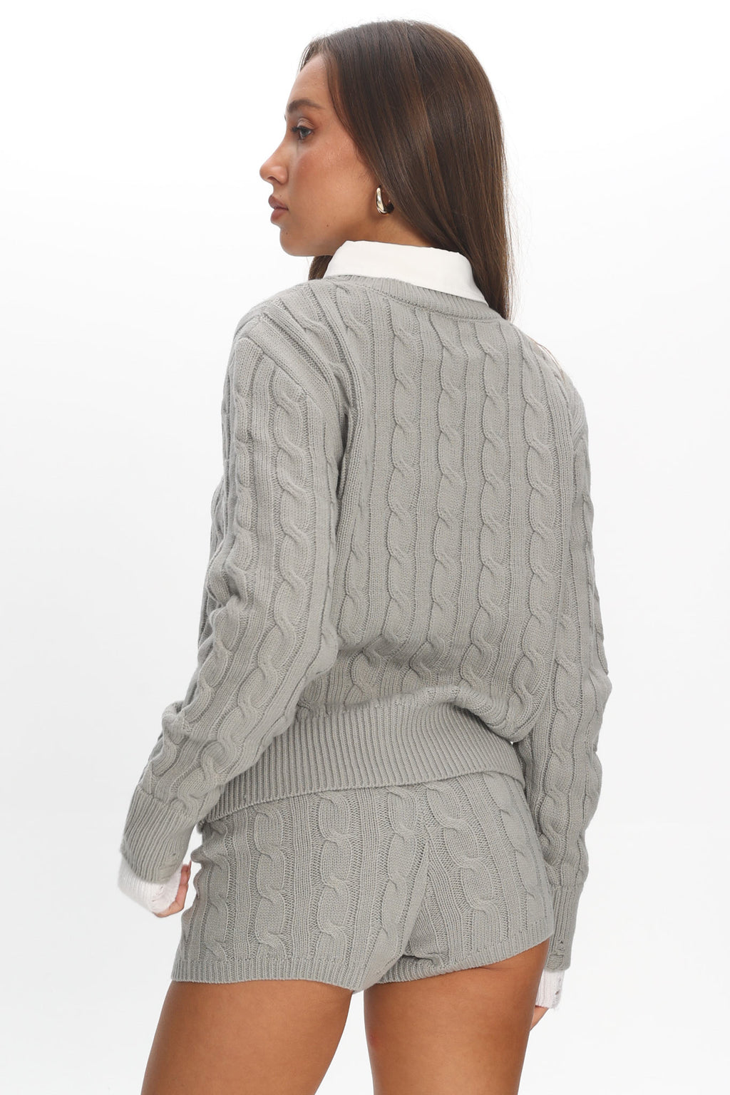 LIONESS Coastal Cable Knit Sweater Cloud