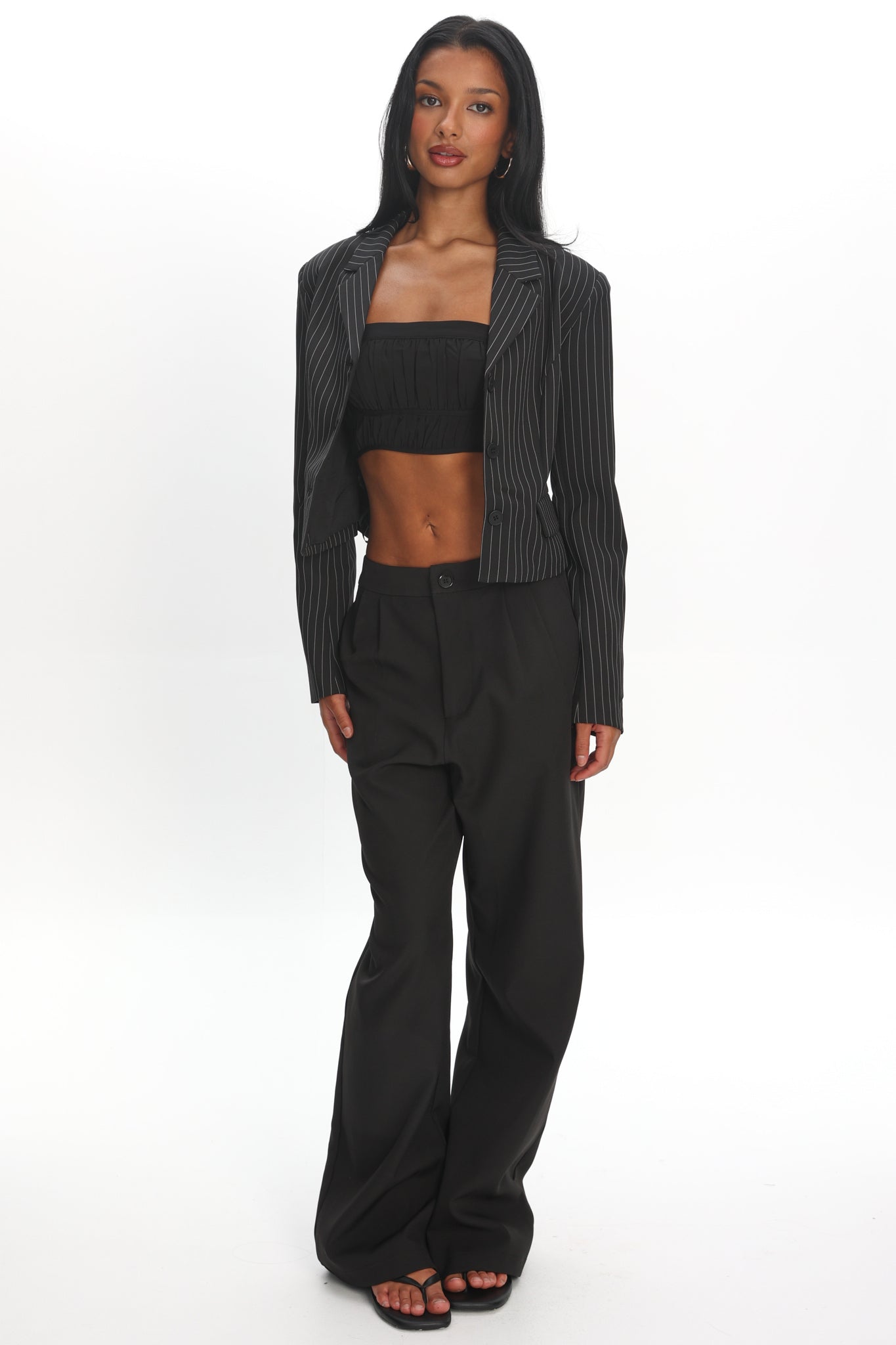 LIONESS Lune Blazer Onyx Pinstripe | Selfie Leslie