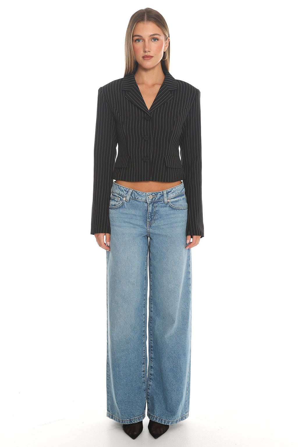 LIONESS Lune Blazer Onyx Pinstripe