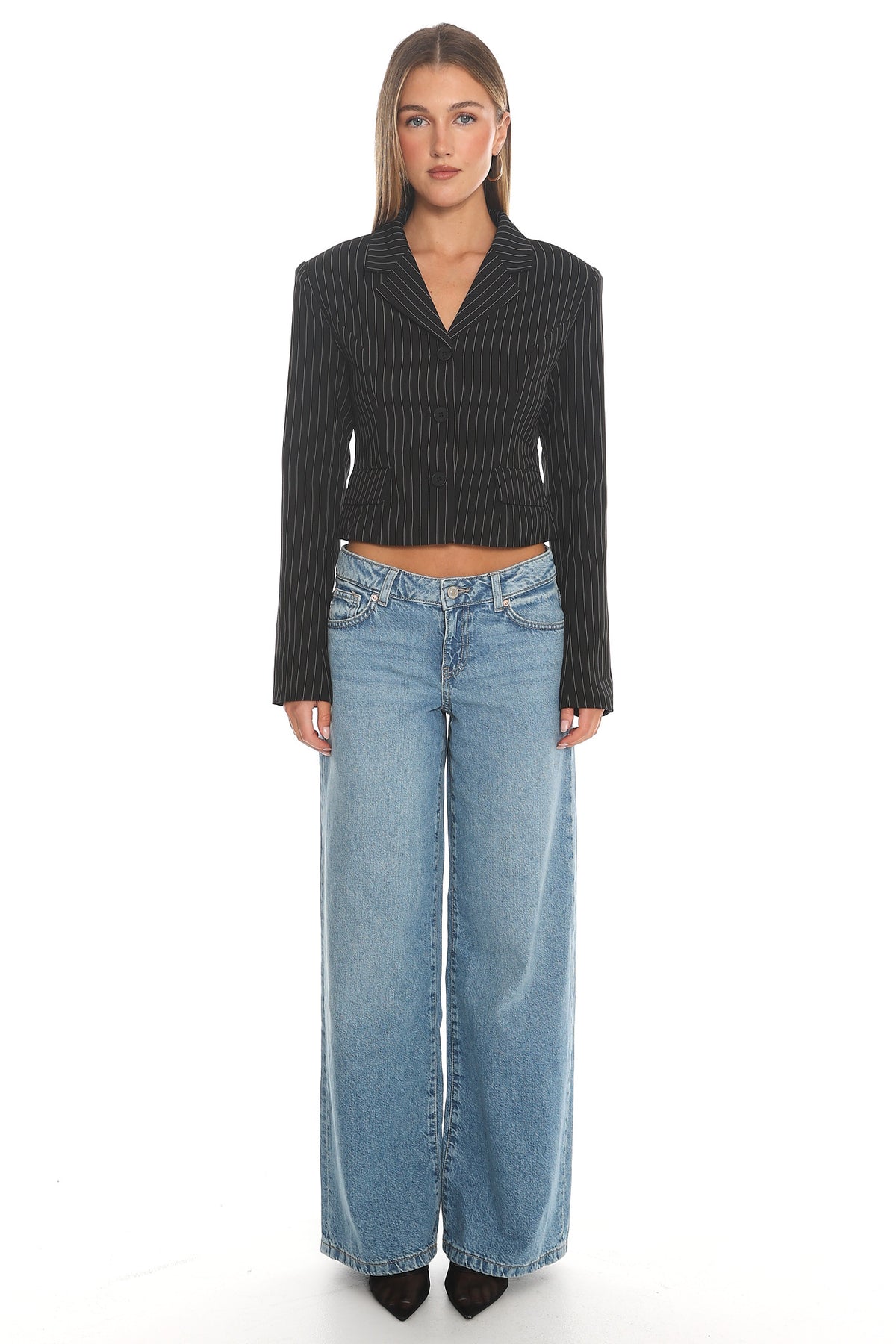 LIONESS Lune Blazer Onyx Pinstripe