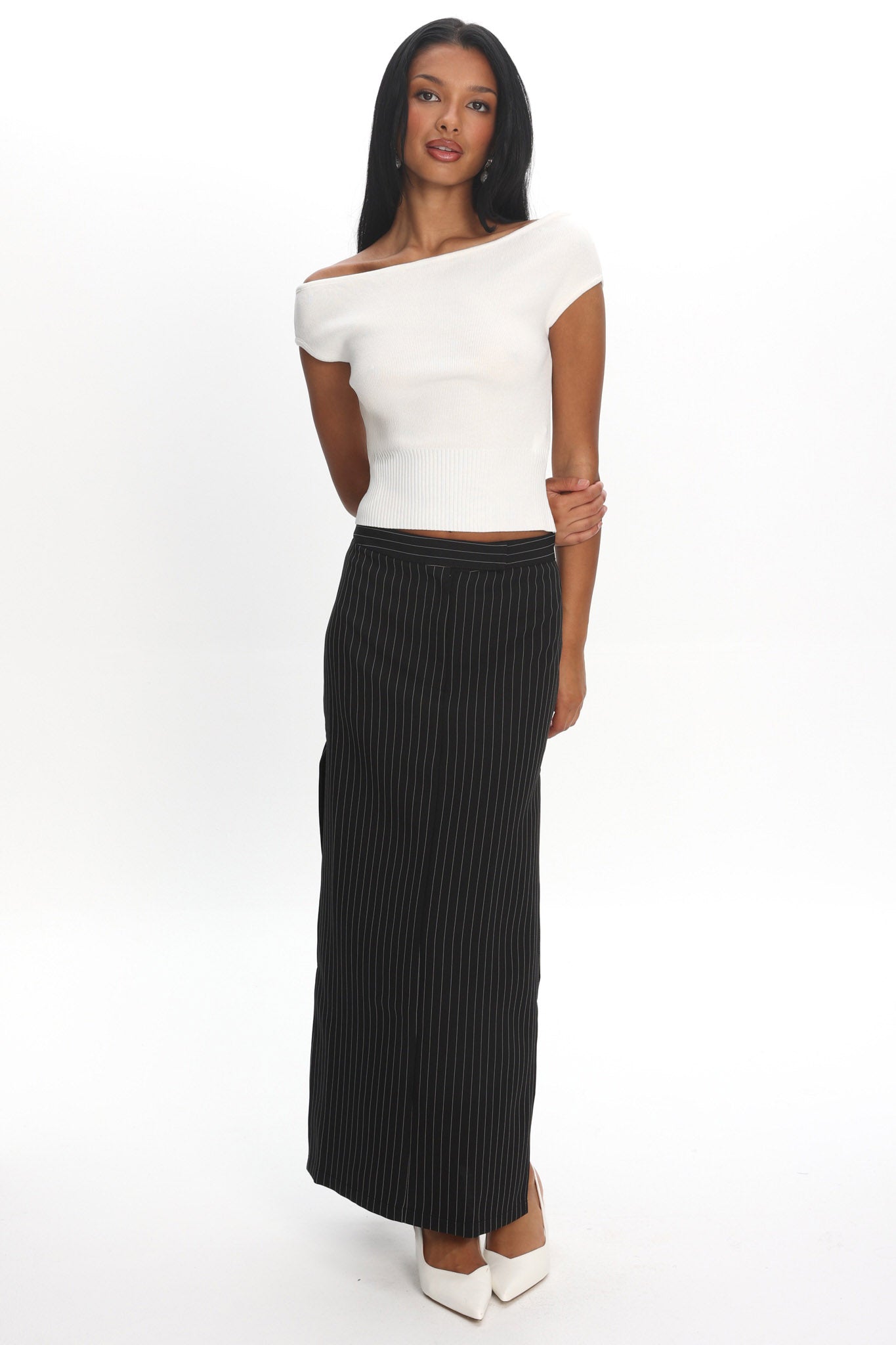 LIONESS ワンピース LIONESS Lune Maxi Skirt Onyx Pinstripe | Selfie Leslie