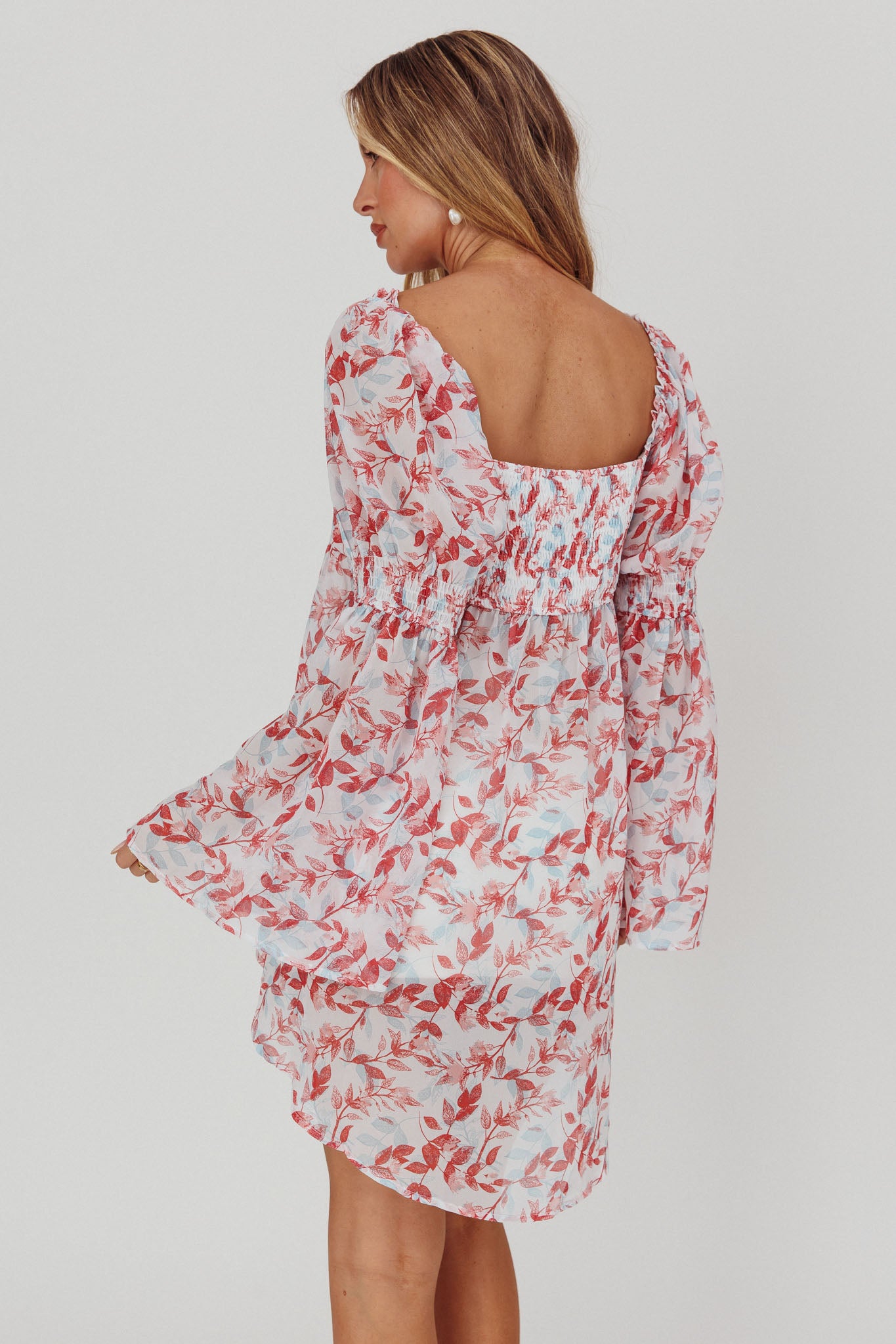 Ganyah Tie Front Blouse Print Brick by Selfie Leslie