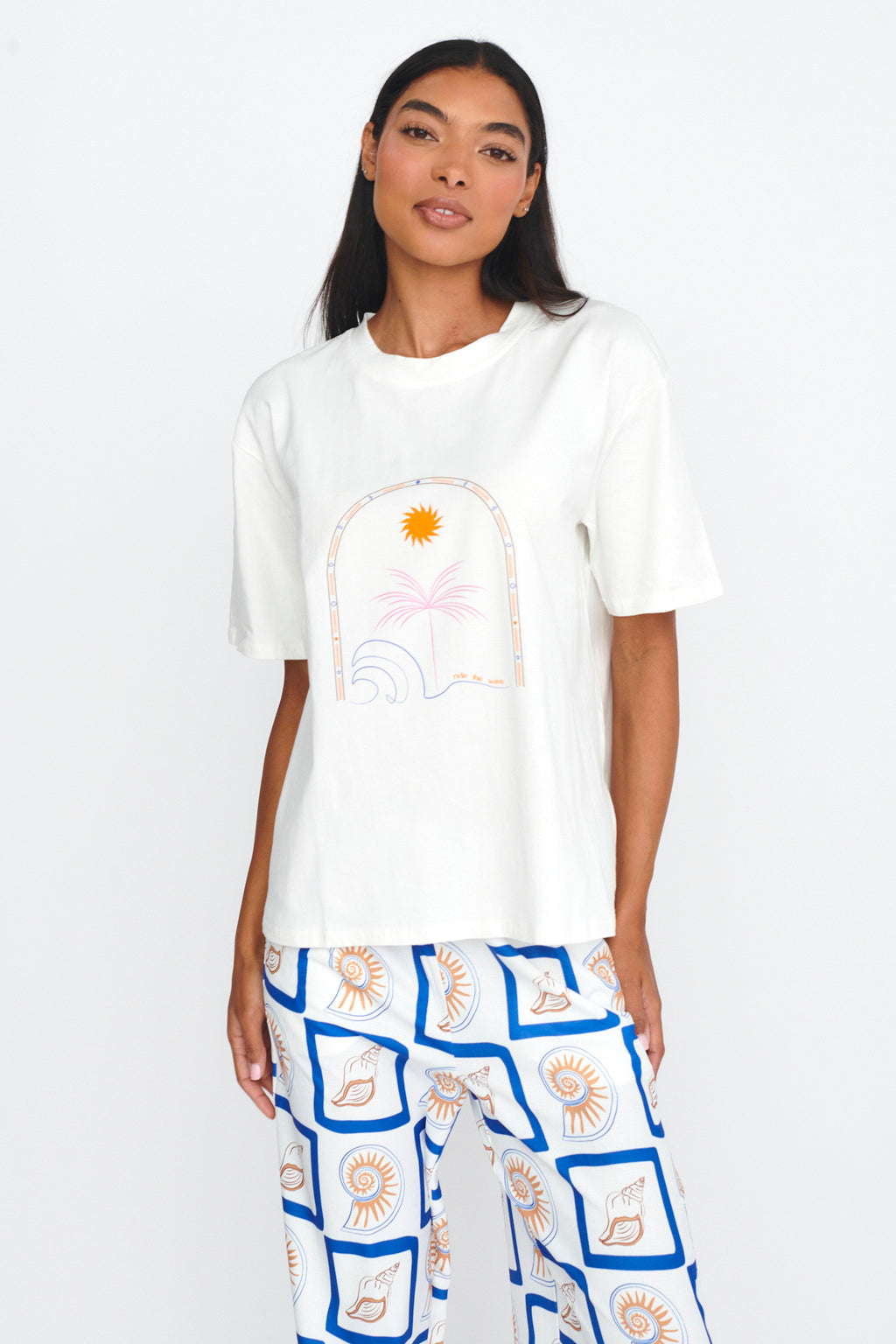 LOST IN LUNAR Ride The Wave Tee White by Selfie Leslie