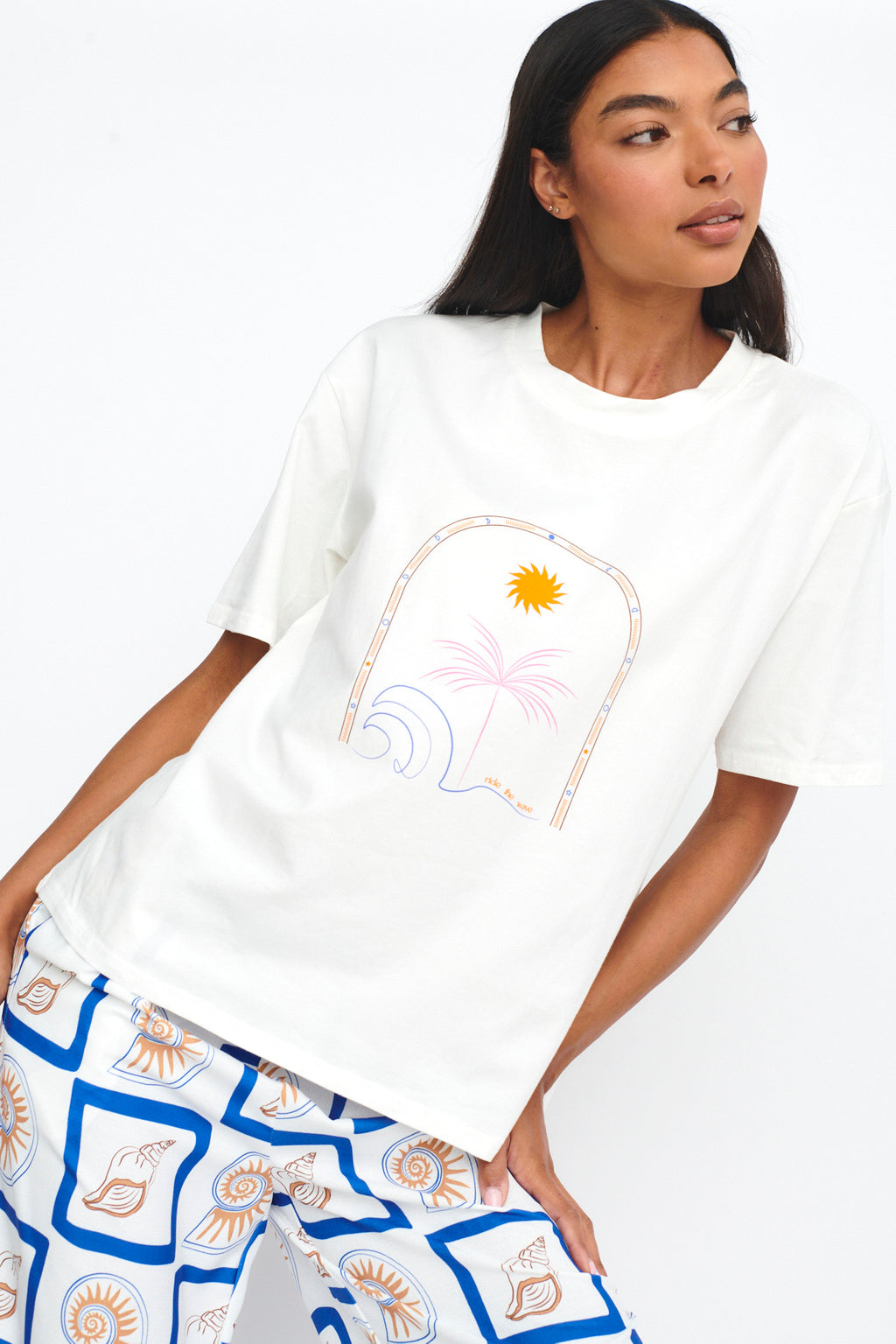 LOST IN LUNAR Ride The Wave Tee White by Selfie Leslie