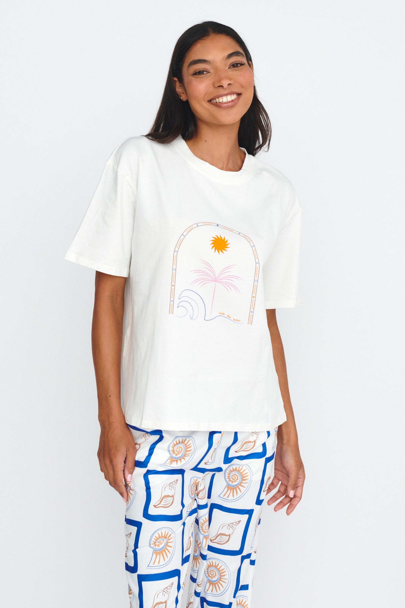 LOST IN LUNAR Ride The Wave Tee White by Selfie Leslie