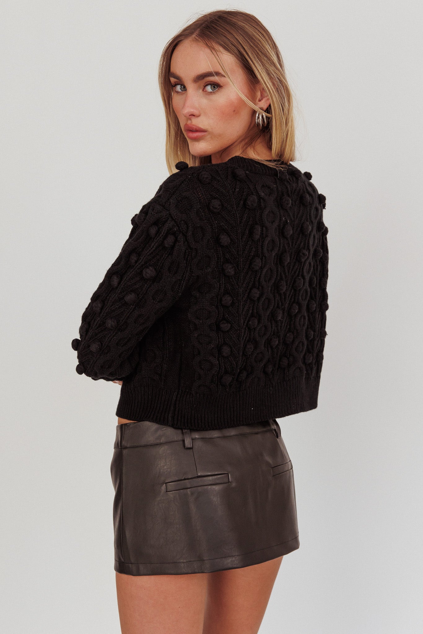 Tera Velvet Bow Cardigan Black by Selfie Leslie