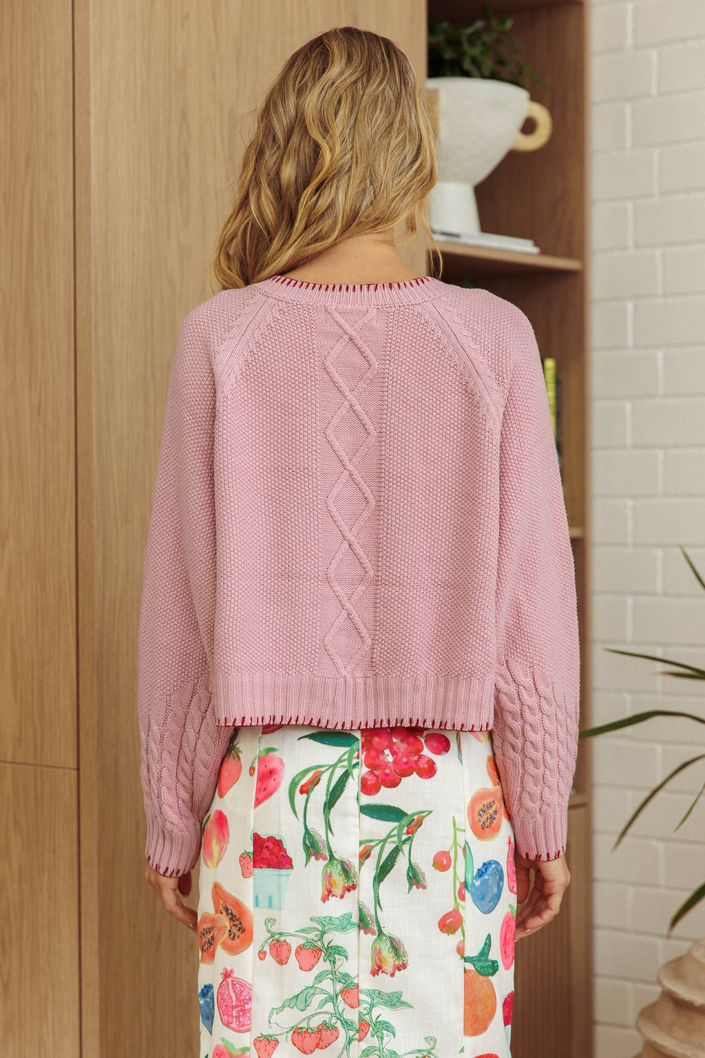 Early Snow Blanket Stitch Bow Cardigan Light Pink by Selfie Leslie