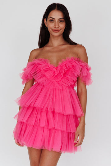 Shop the Froufrou Layered Tulle Mini Dress Hot Pink | Selfie Leslie