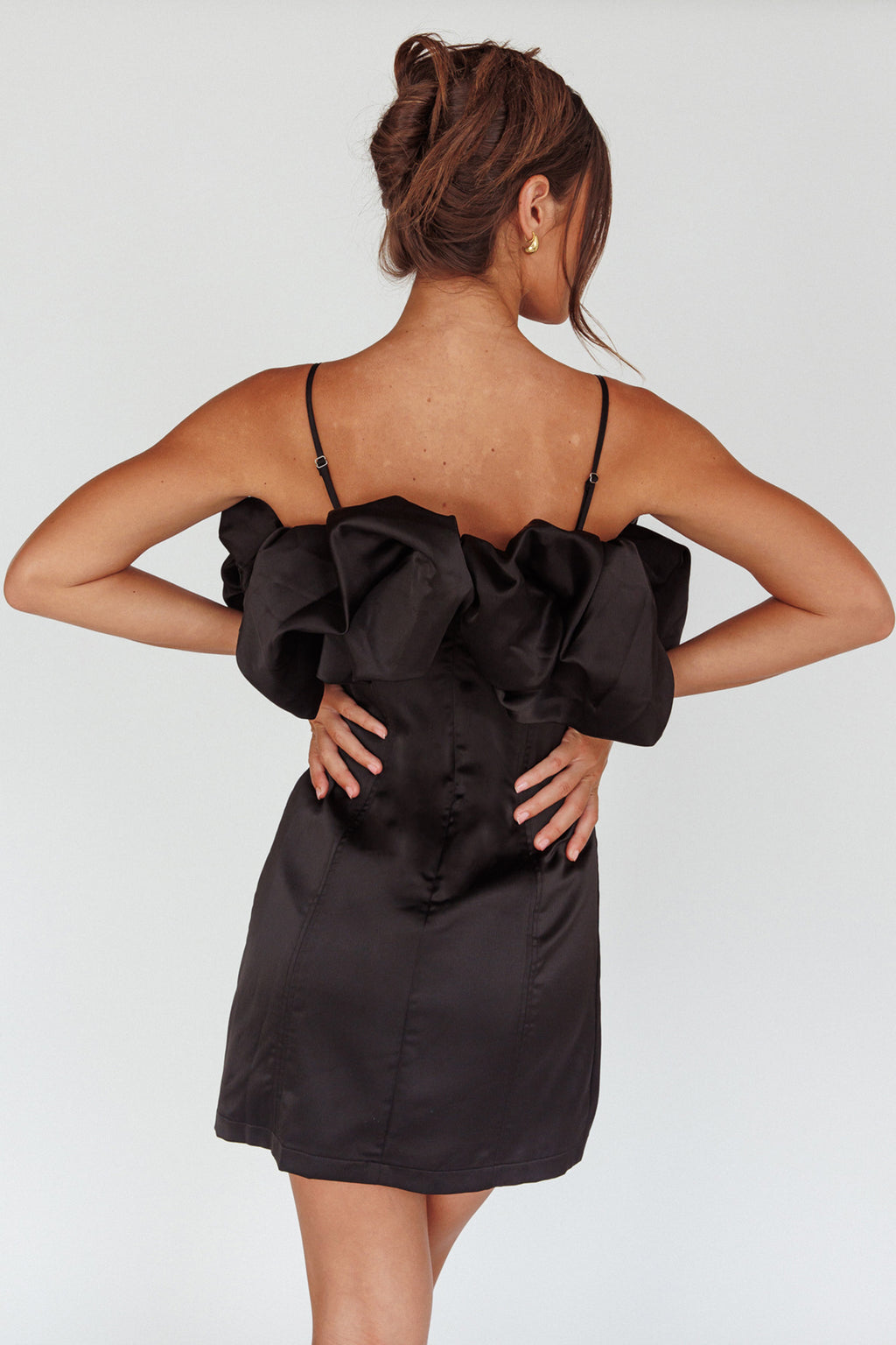 All The Drama Bubble Neckline Mini Dress Black by Selfie Leslie