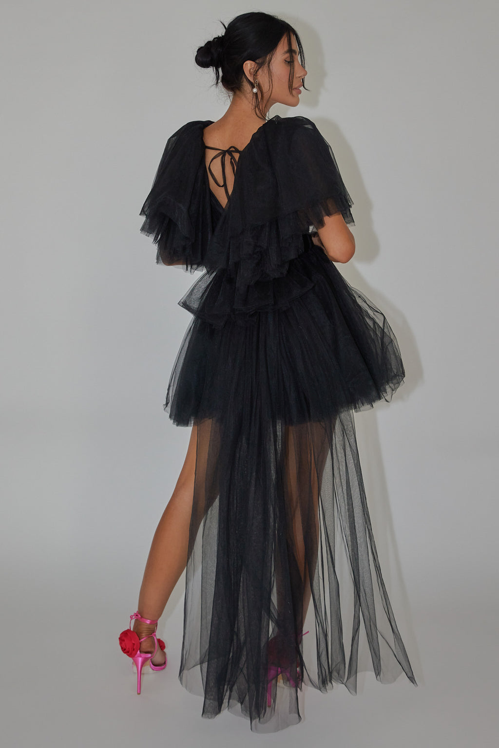 Star Power Tulle Train Mini Dress Black by Selfie Leslie