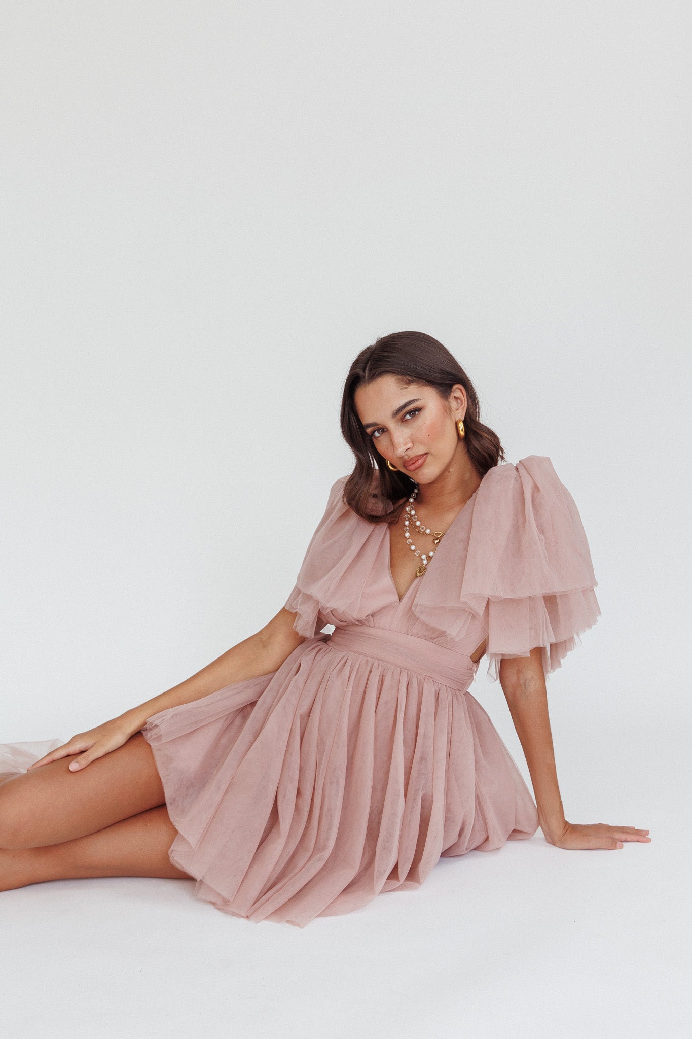 Star Power Tulle Train Mini Dress Blush | Selfie Leslie