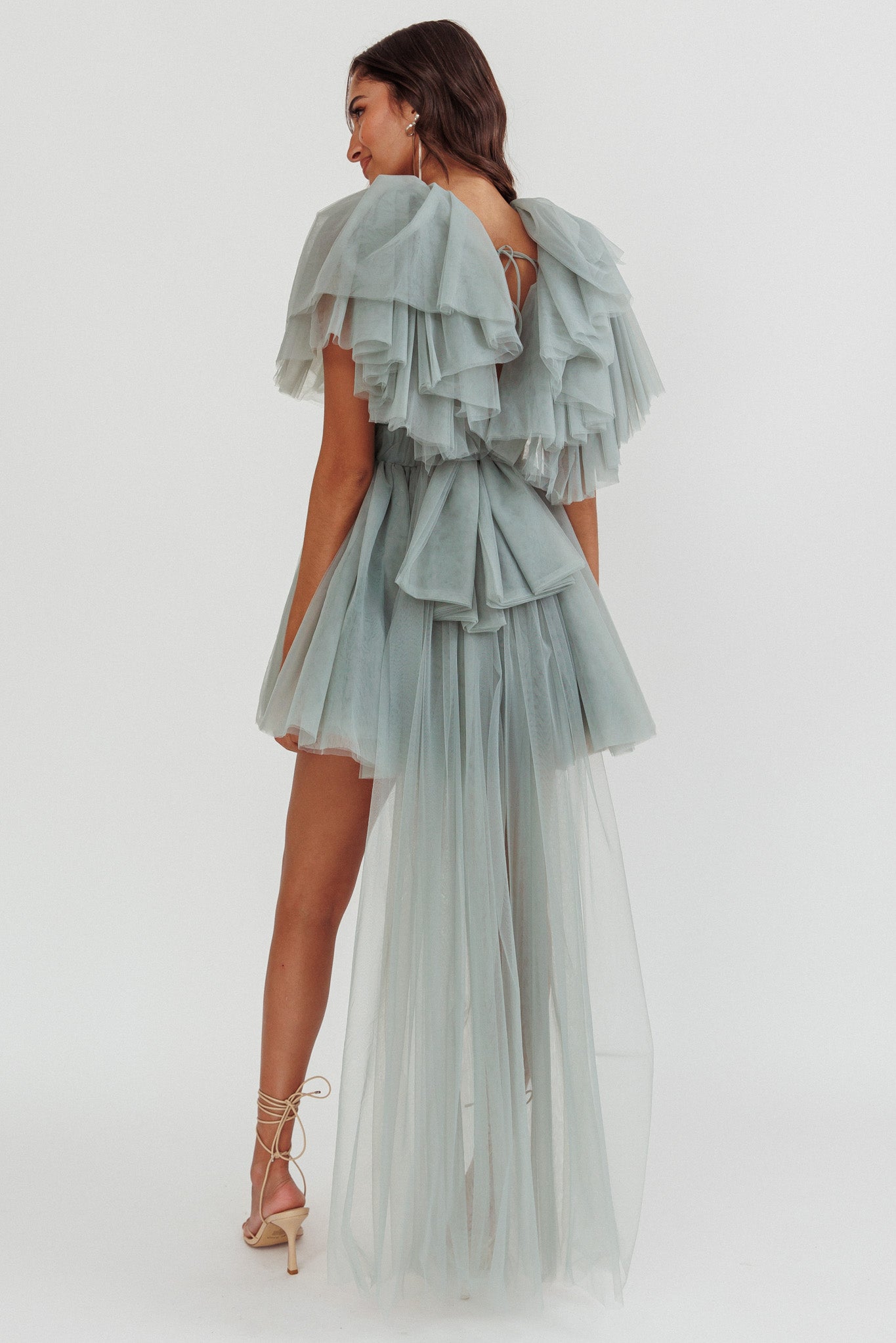 pistachio mini dress Nelly Off Shoulder Mini Dress