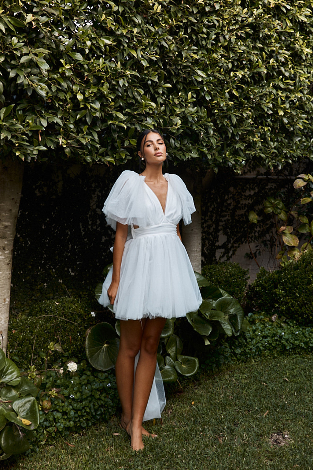 Star Power Tulle Train Mini Dress White by Selfie Leslie