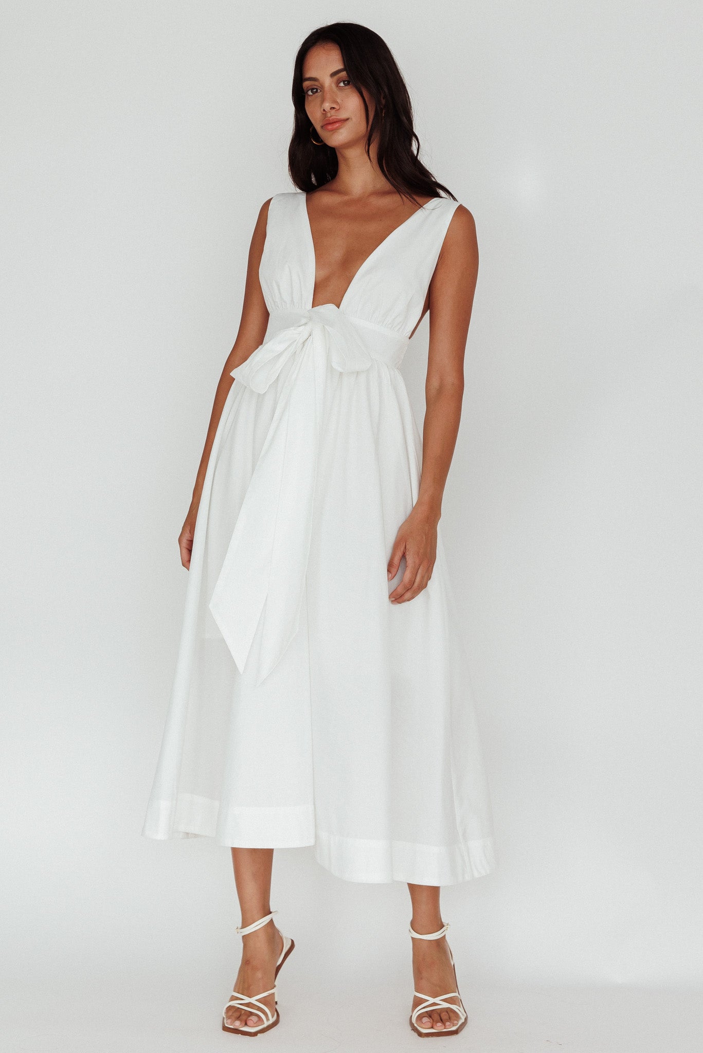 Eliza Tied Bust Ruched Mini Dress White
