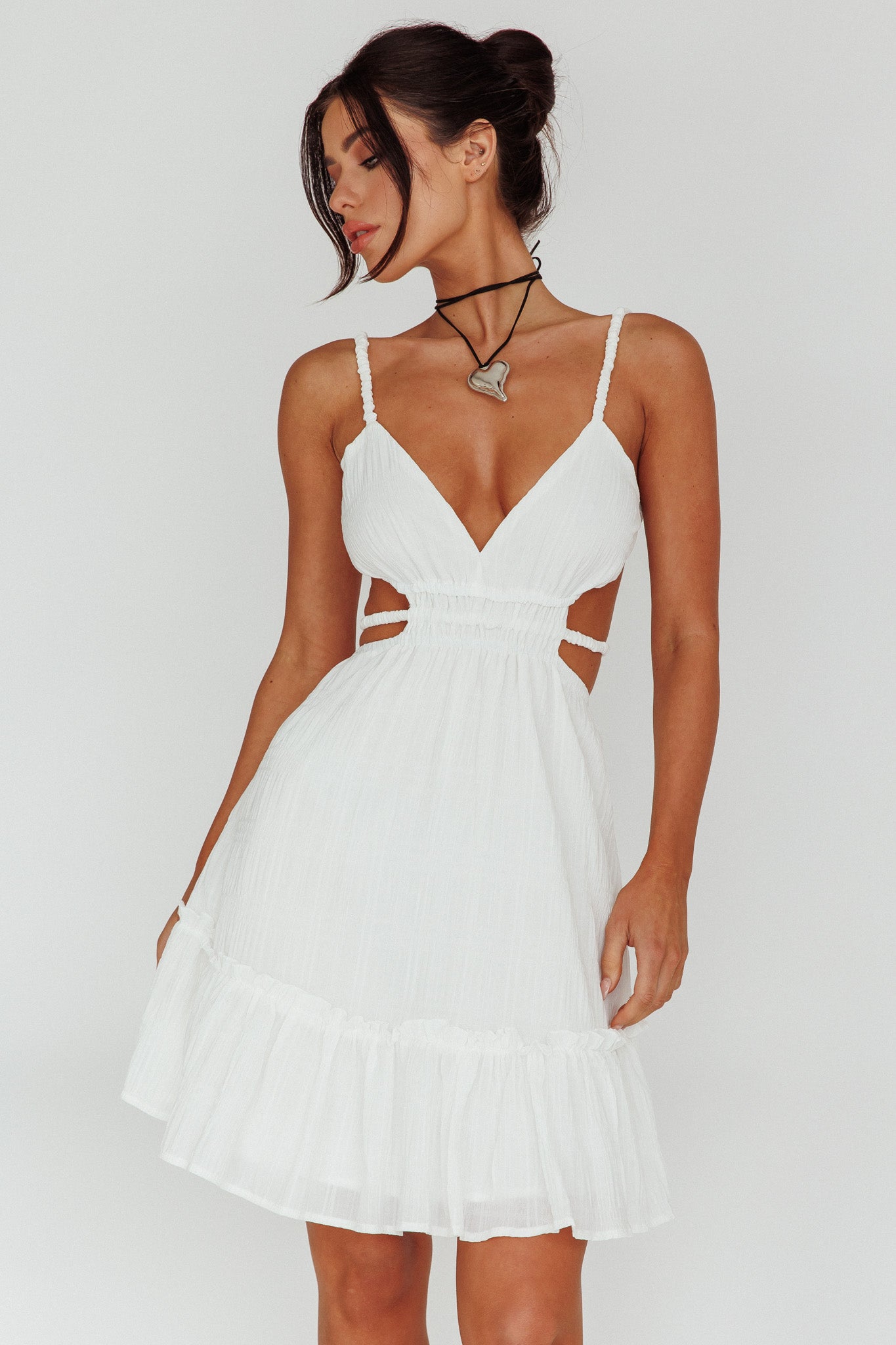 High Flier Open Back Mini Dress White by Selfie Leslie