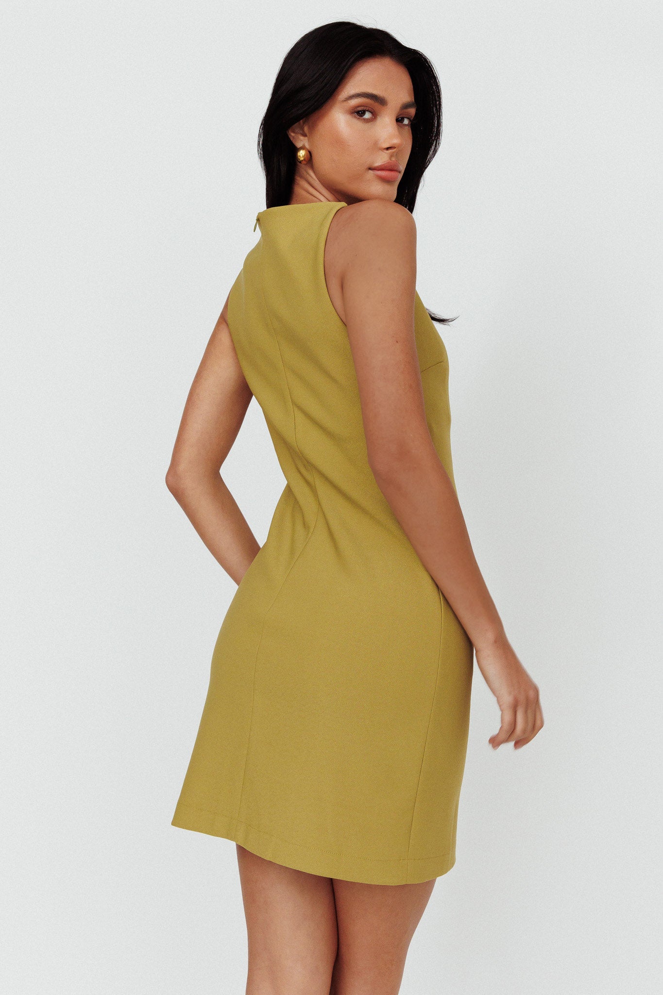 Anjali Sleeveless Shift Dress Moss Green by Selfie Leslie