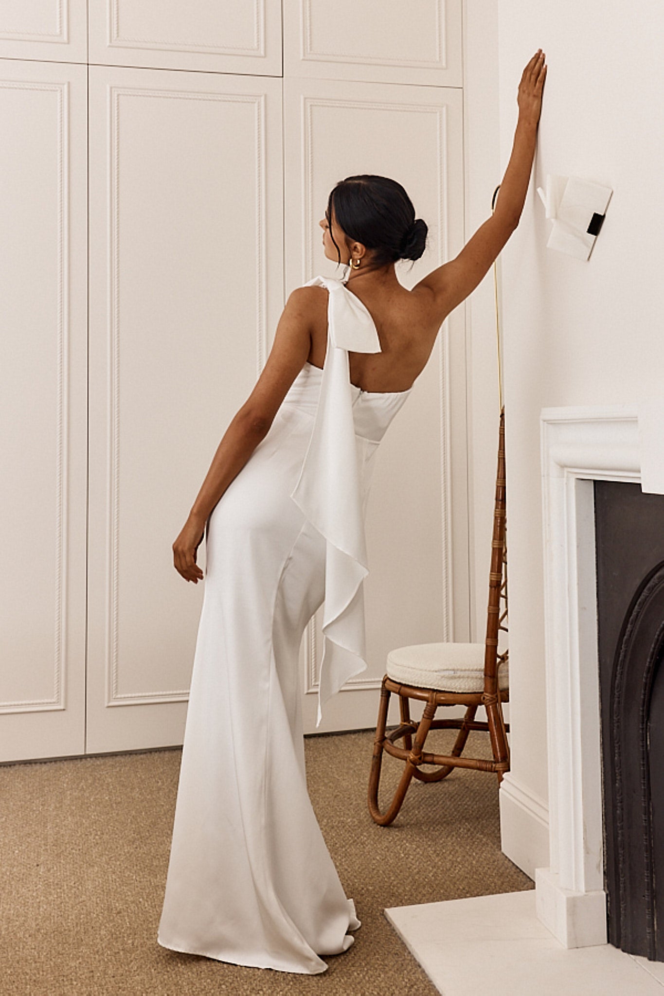 Carriann One-Shoulder Bow Maxi Dress White by Selfie Leslie