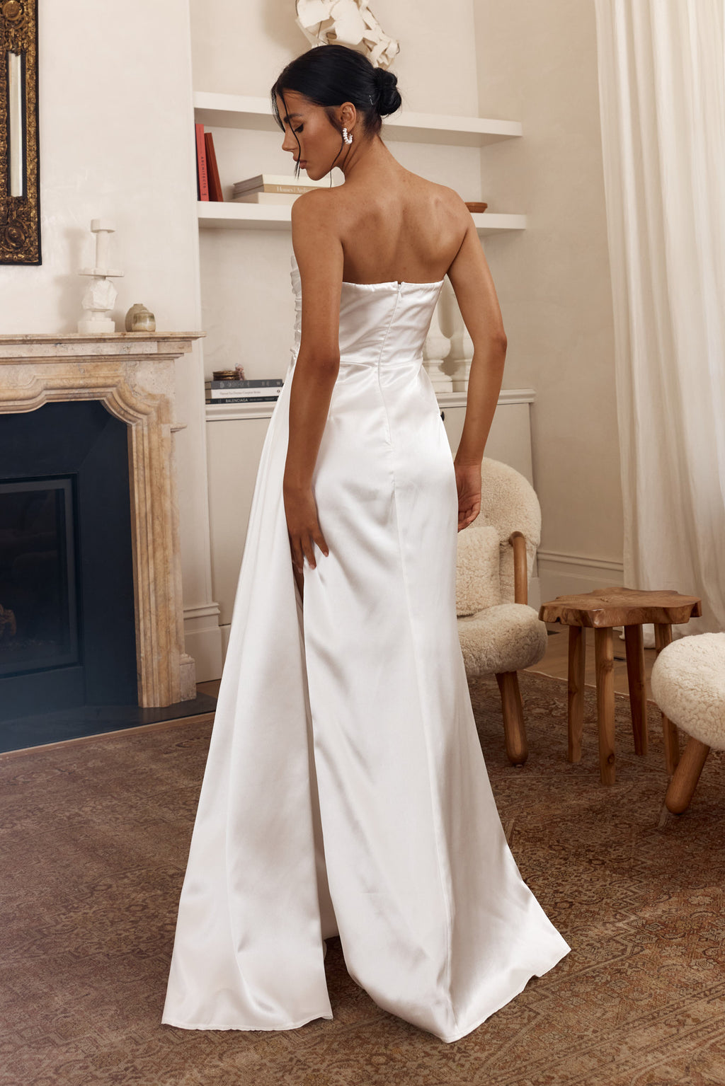 Ahava Sweetheart Applique Satin Maxi Dress White by Selfie Leslie