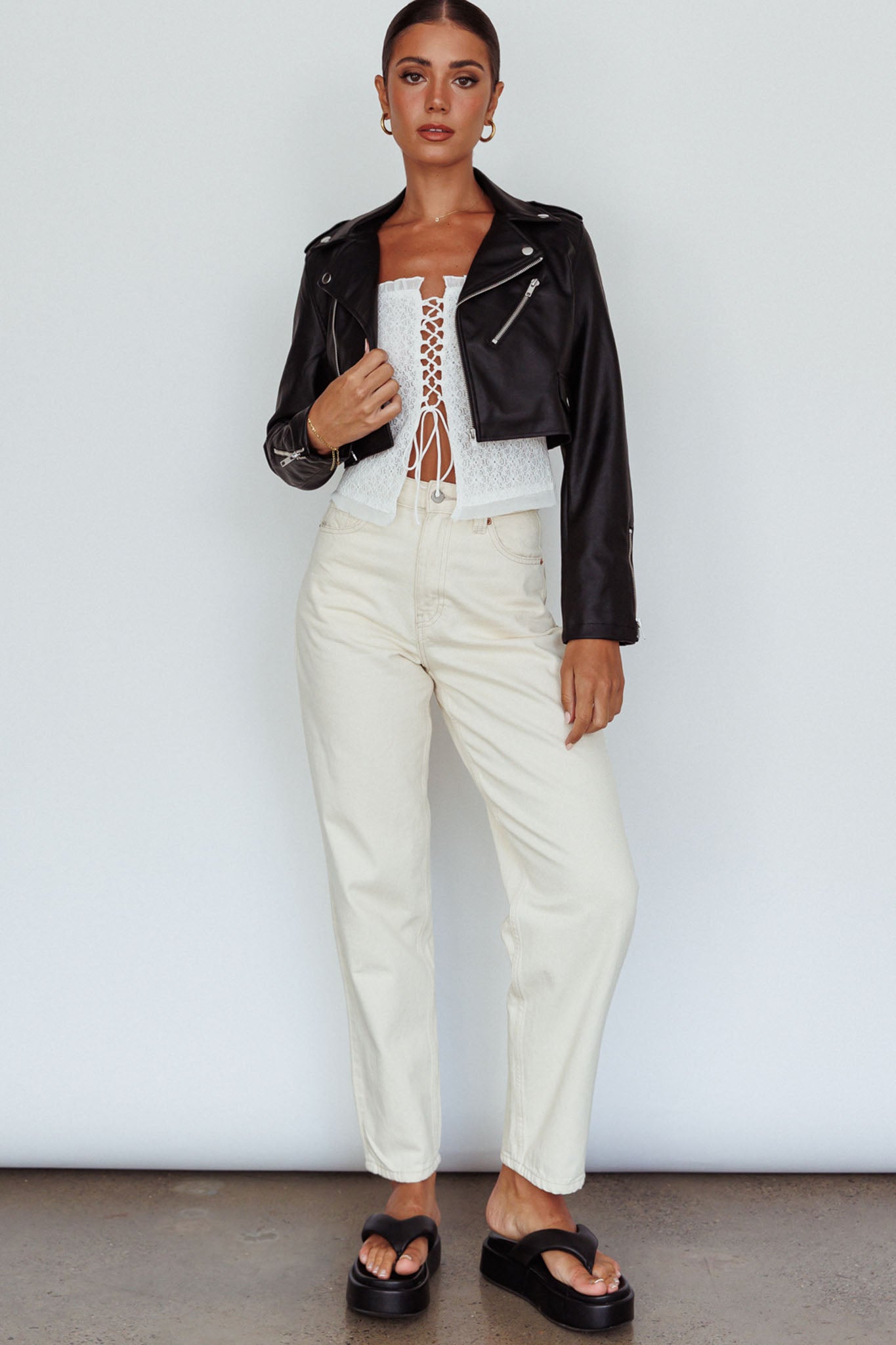 Toulouse Faux Leather Jacket Black by Selfie Leslie