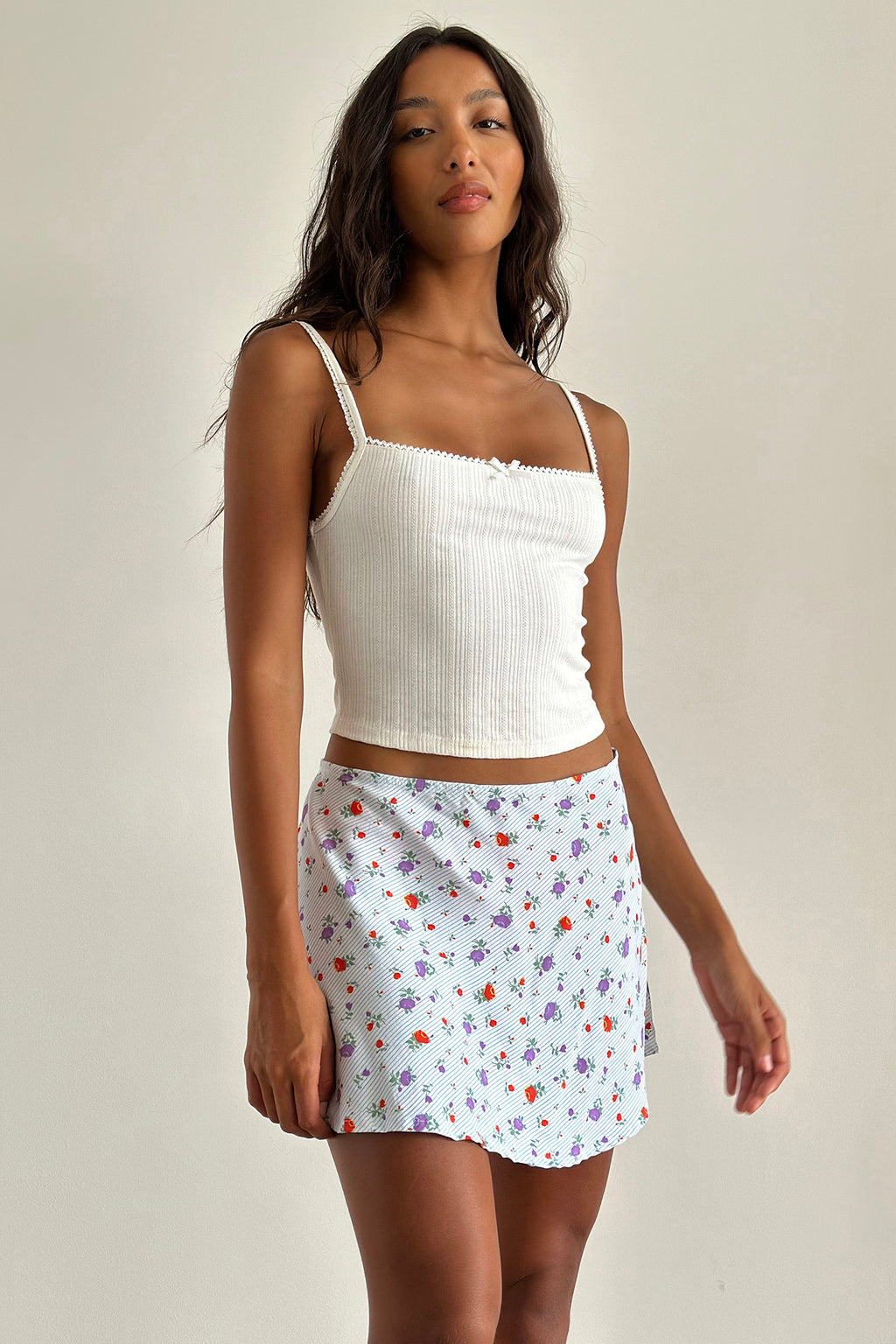 Mckenna Mini Skirt Blue Floral by Selfie Leslie