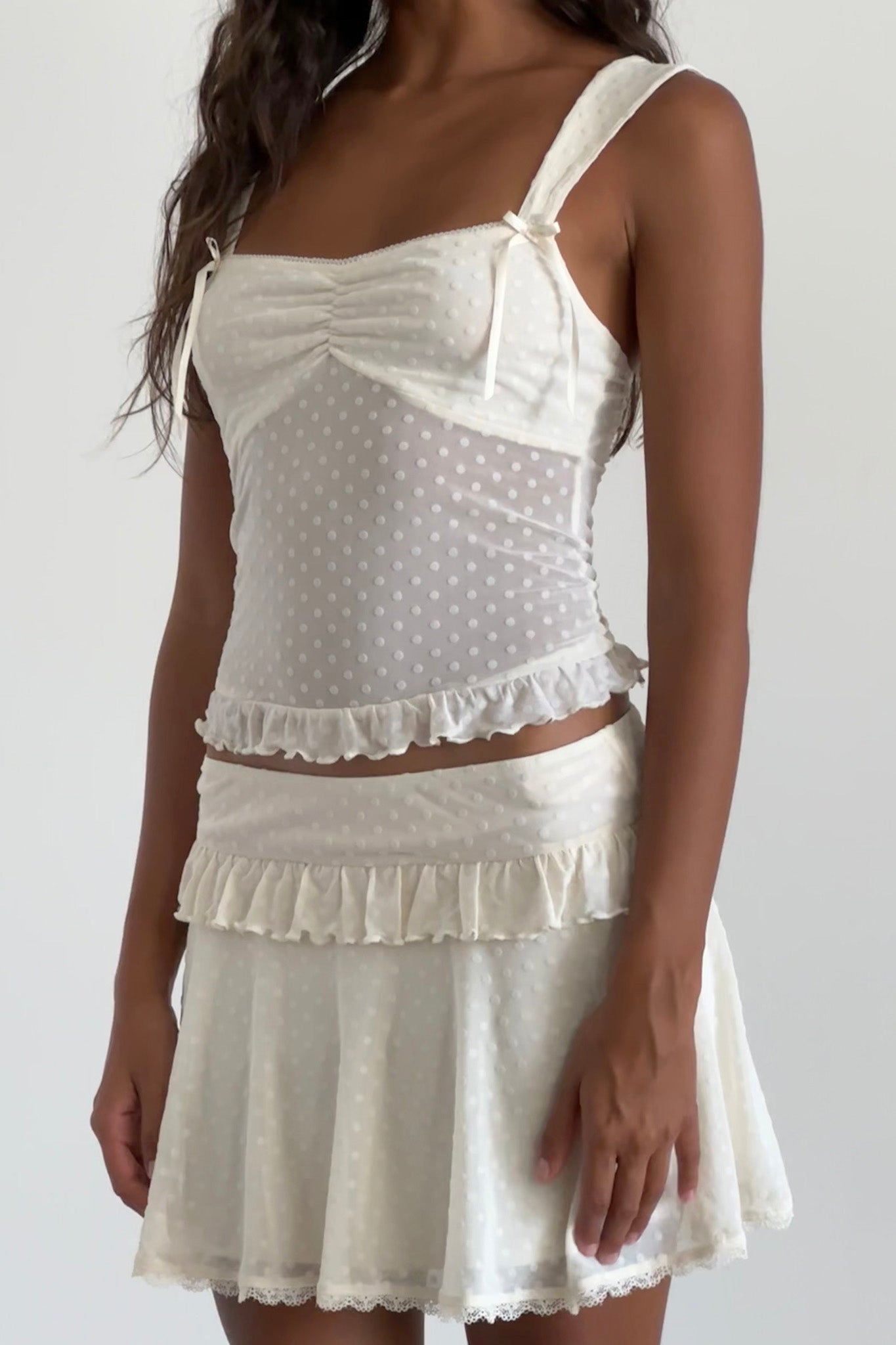Bartila Top In Ivory Polka Flock by Selfie Leslie