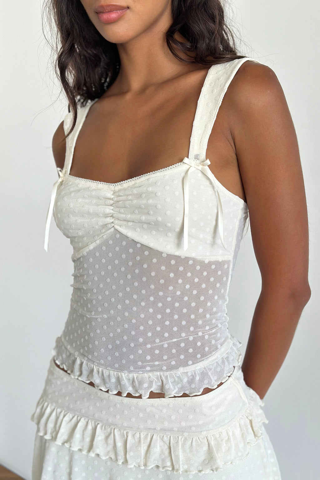 Bartila Top In Ivory Polka Flock by Selfie Leslie