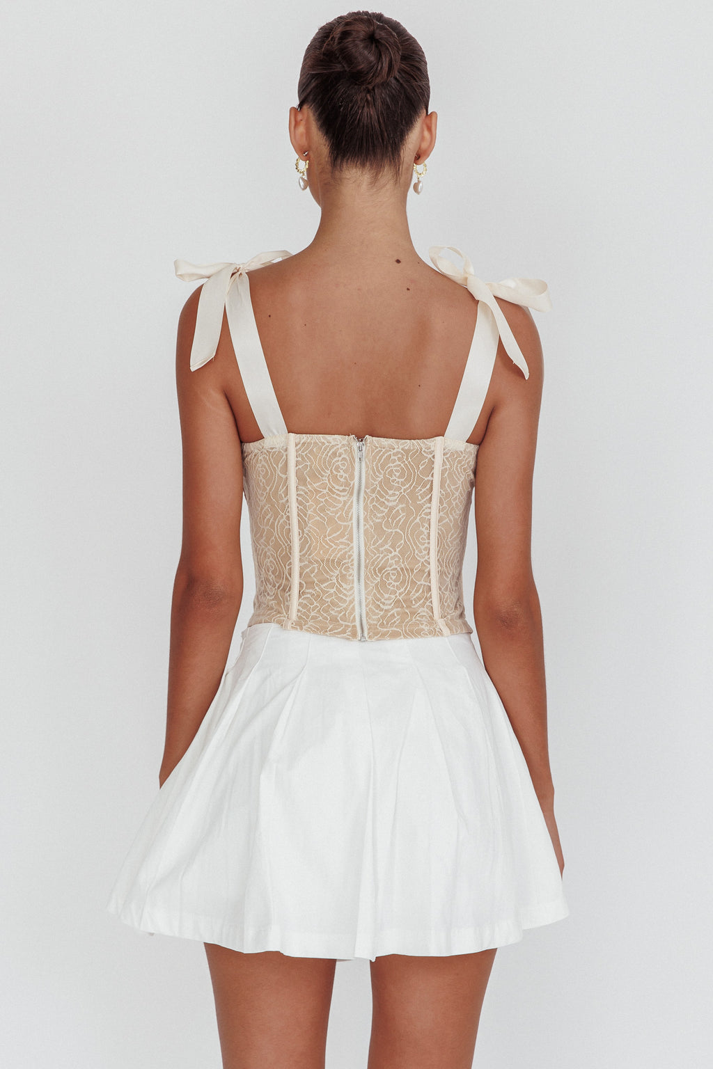 Rori Pleated Skirt Off White by Selfie Leslie