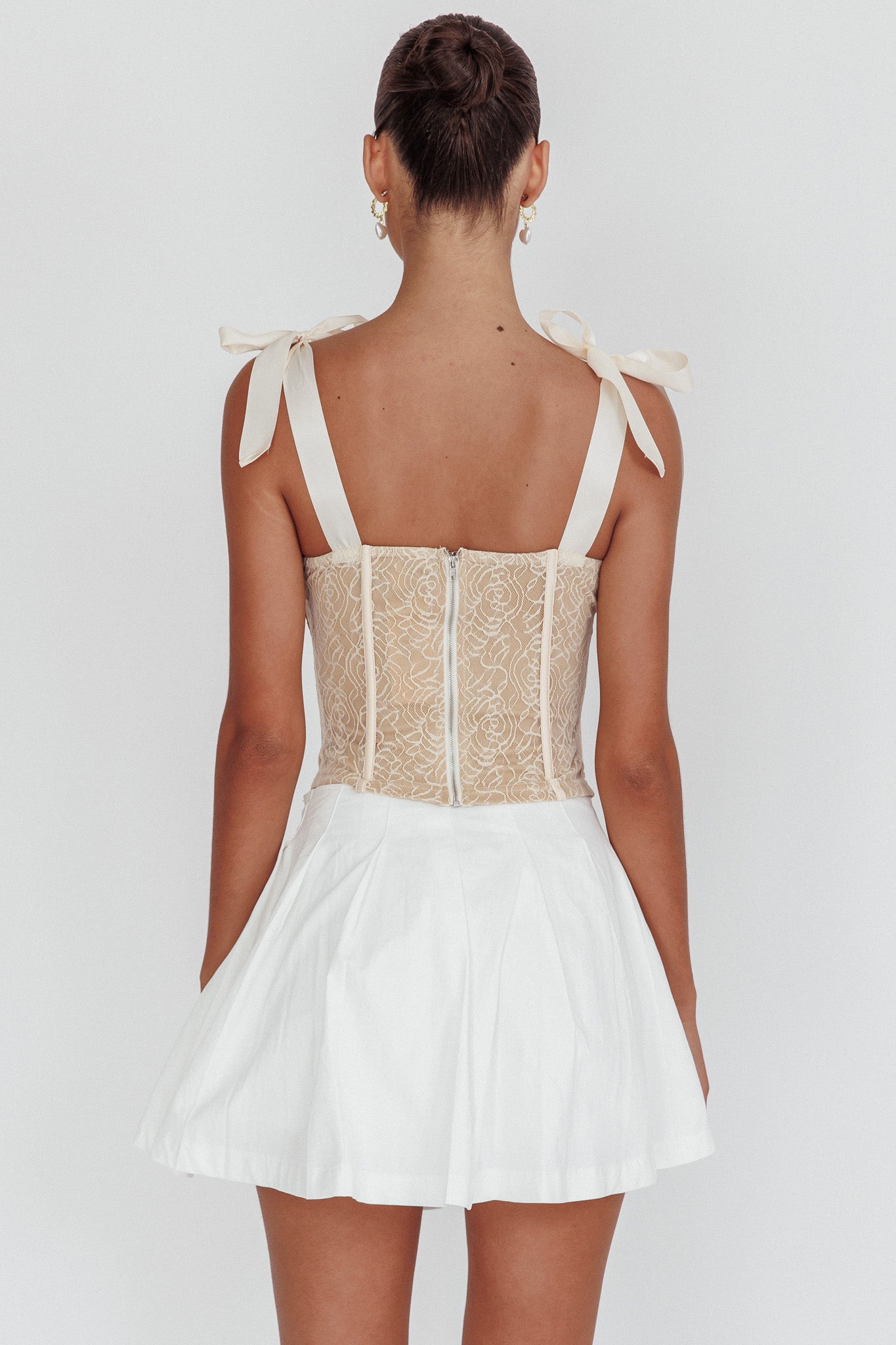 Rori Pleated Skirt Off White by Selfie Leslie