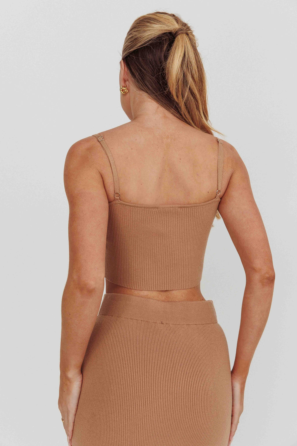 Loverboy Cropped Ribbed Cami Top Camel by Selfie Leslie