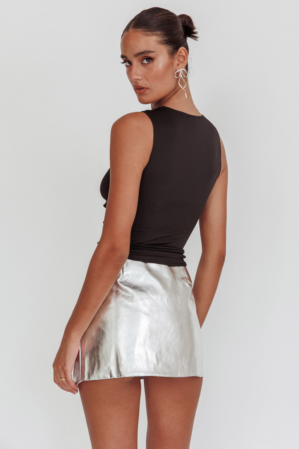 Argyle Cut-Out Sleeveless Top Black by Selfie Leslie