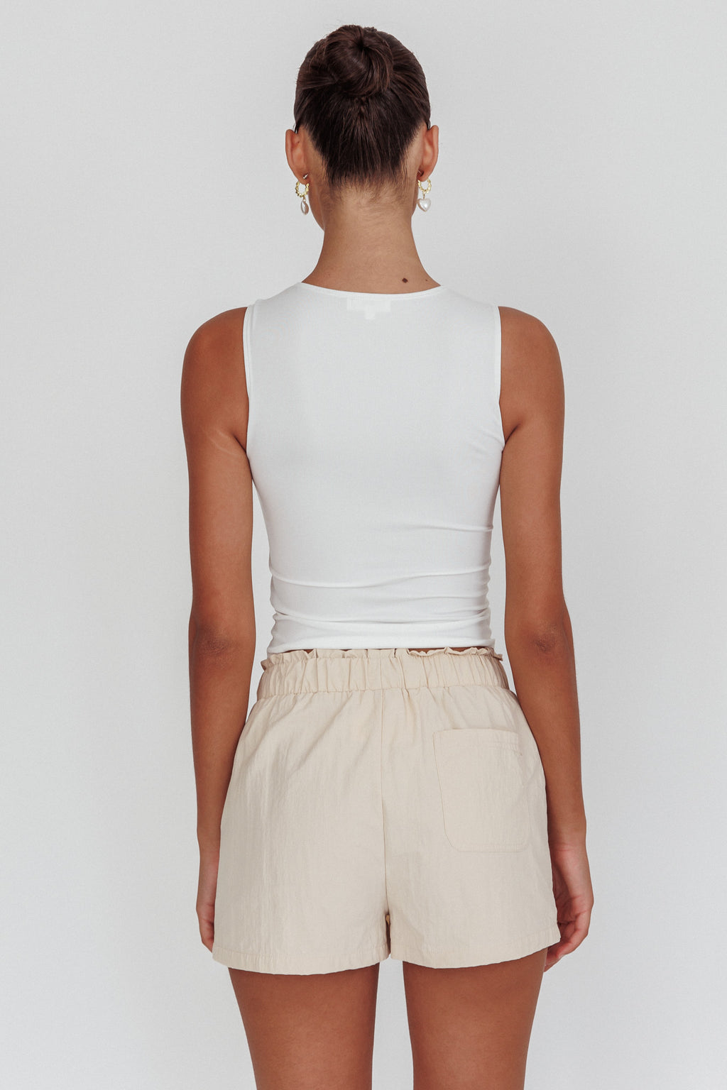 Argyle Cut-Out Sleeveless Top White by Selfie Leslie