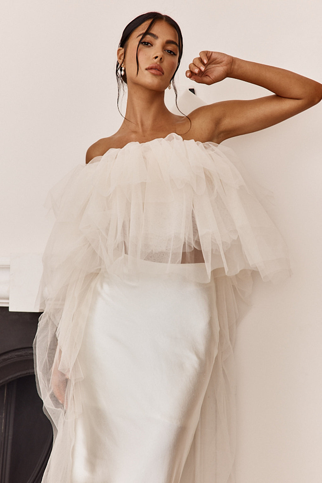 This Is Love Layered Tulle Crop Top Cream by Selfie Leslie