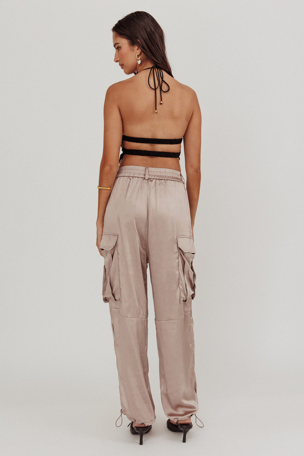 Betty Satin Cargo Pant Mink by Selfie Leslie