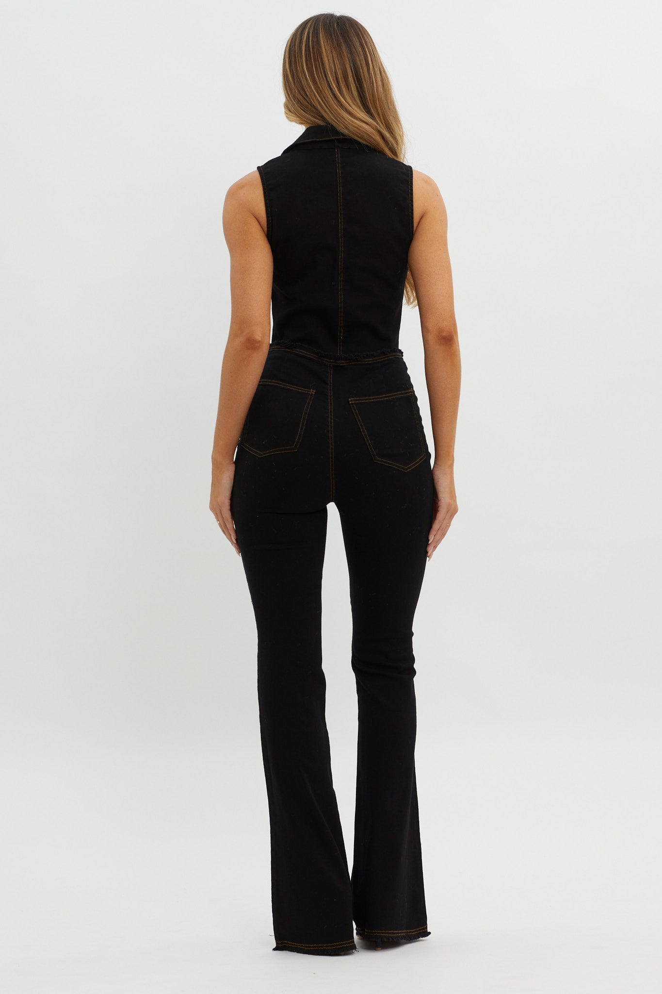 Nikia Raw Edge Flare Pants Black by Selfie Leslie