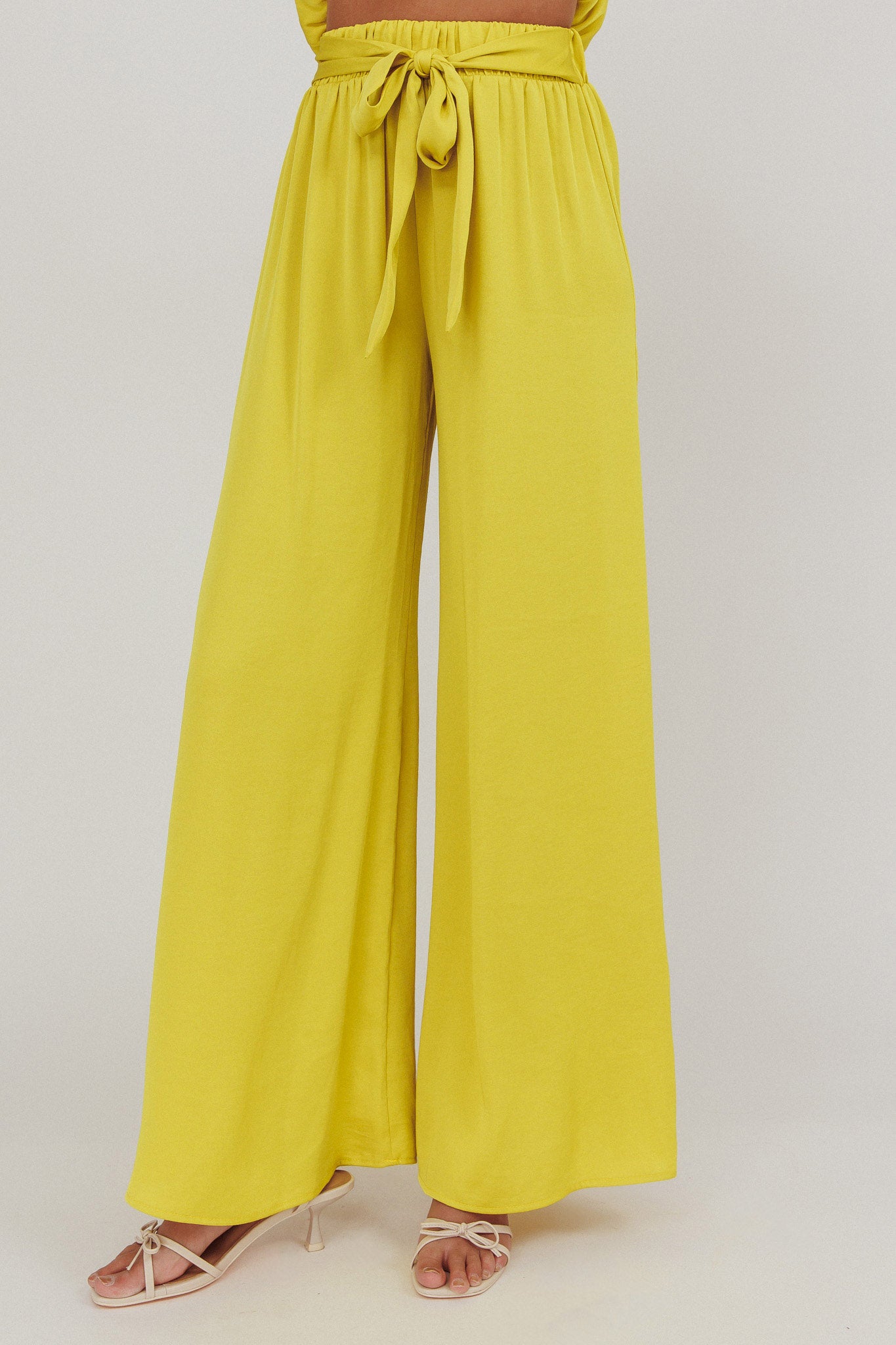 Mariposa Wide Leg Pant Chartreuse by Selfie Leslie