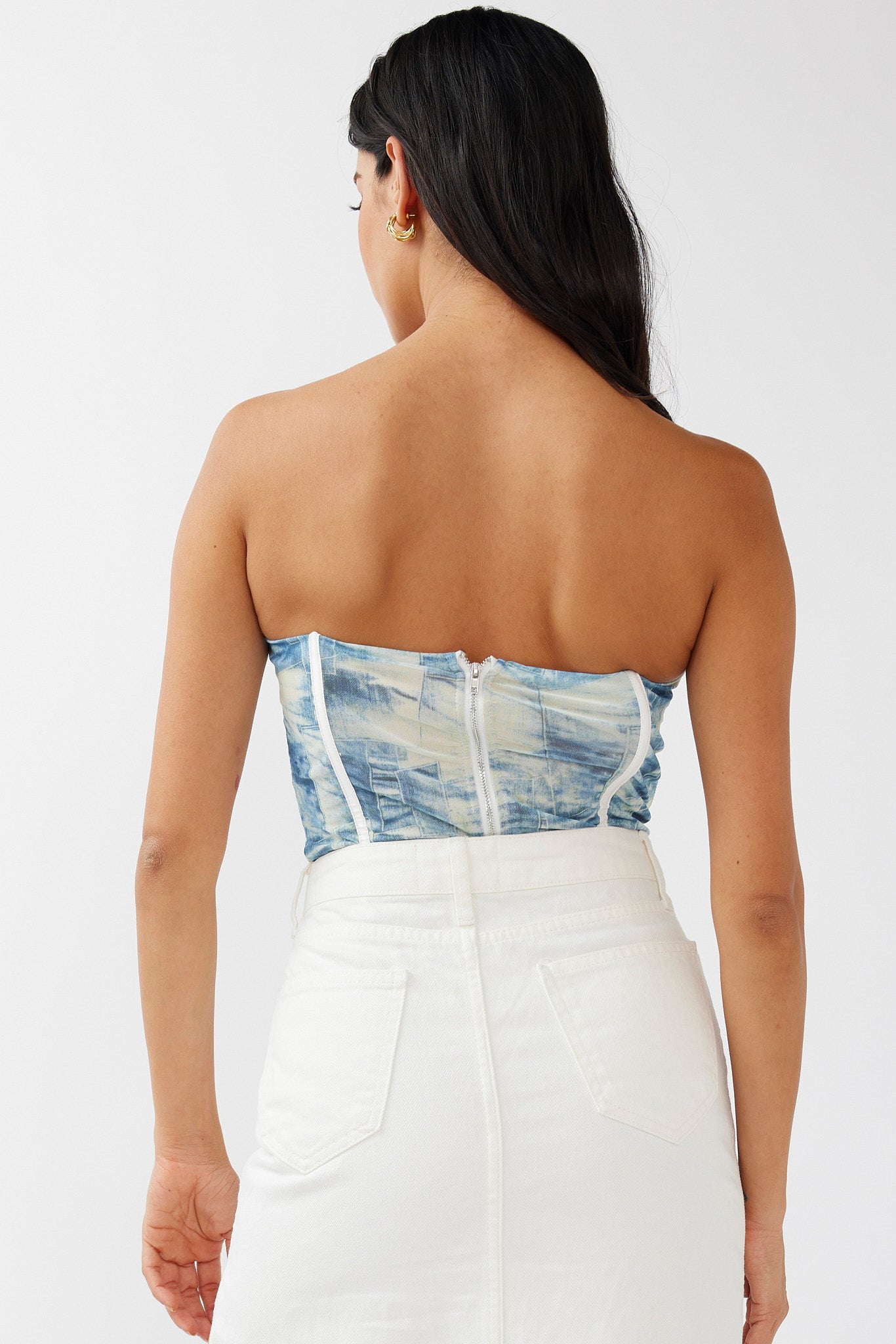Glimmer Strapless Bustier Top Vintage Blue by Selfie Leslie