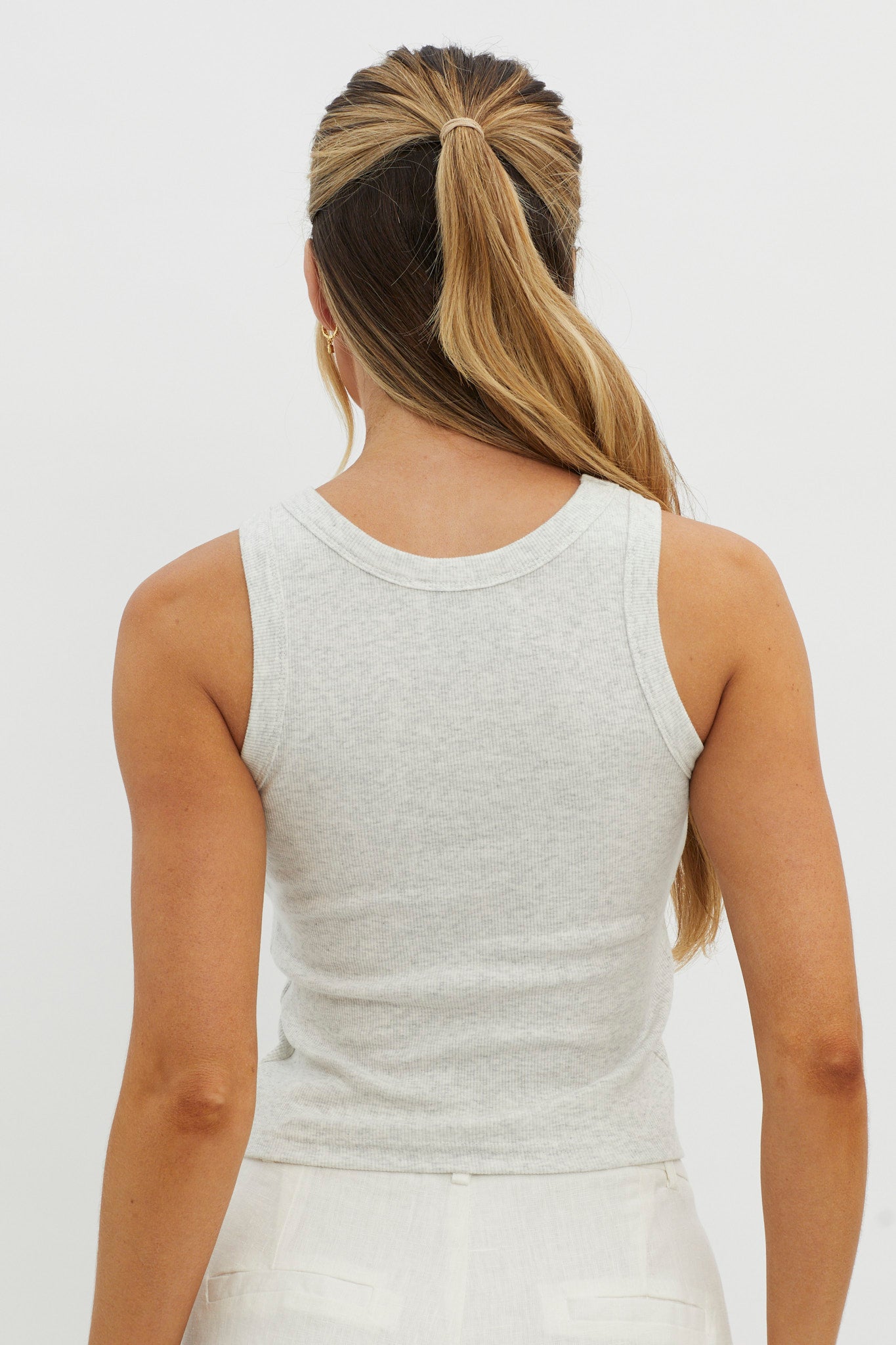 Brooks Crew Neck Ribbed Top Grey by Selfie Leslie