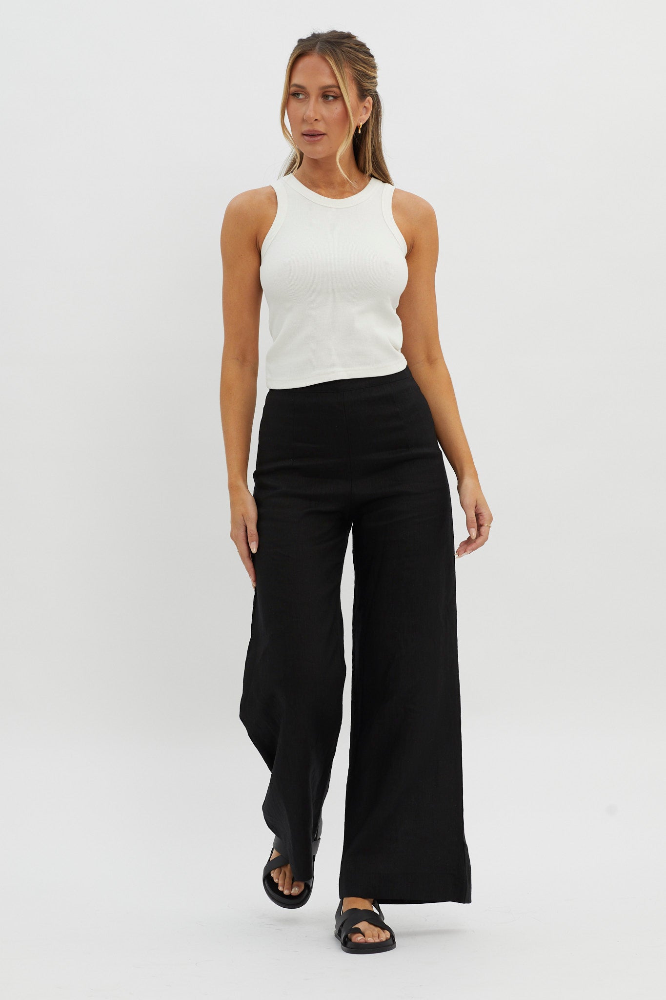 Brooks Crew Neck Ribbed Top White by Selfie Leslie