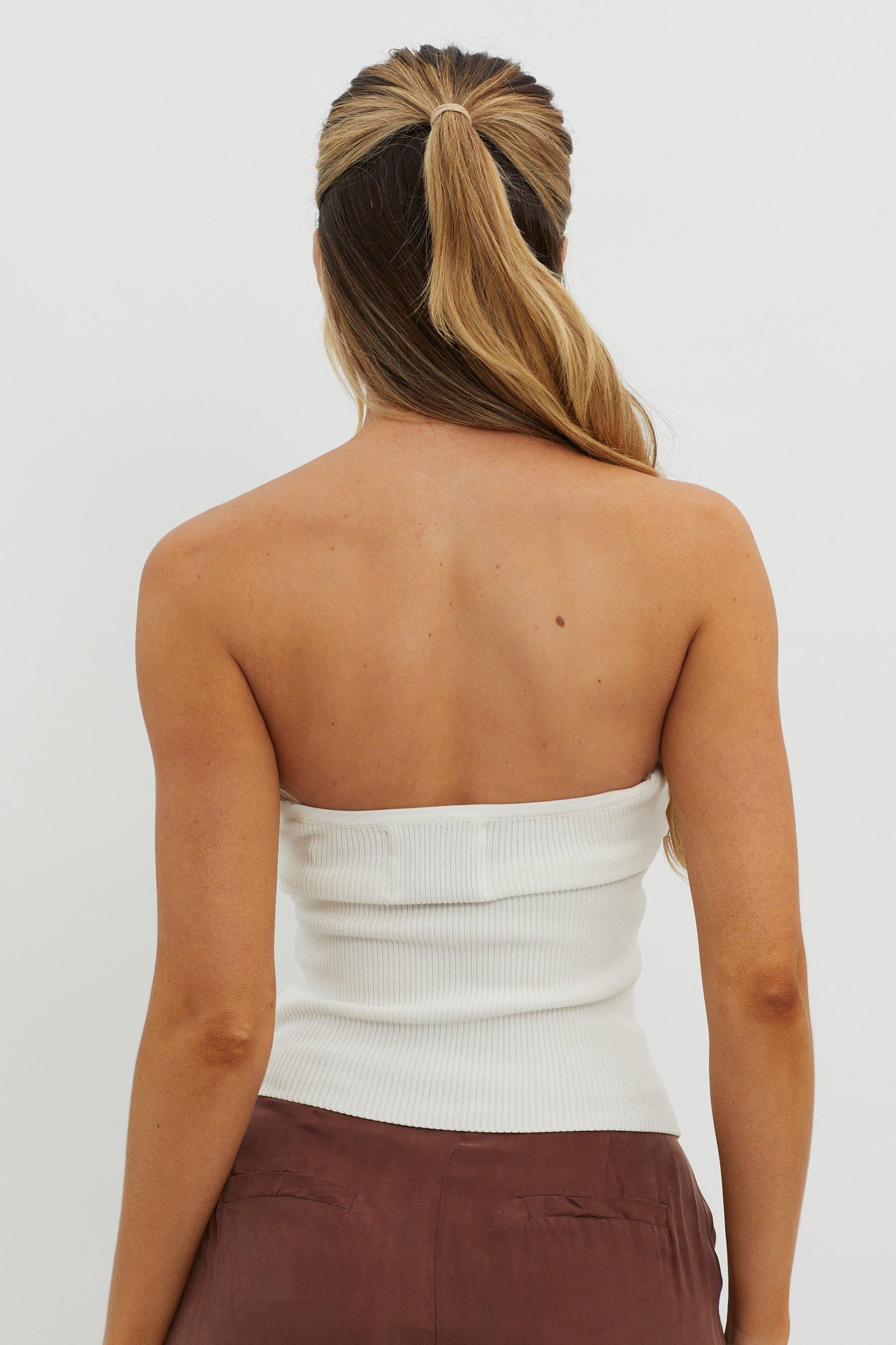 Teagan Strapless Ribbed Knit Top White by Selfie Leslie