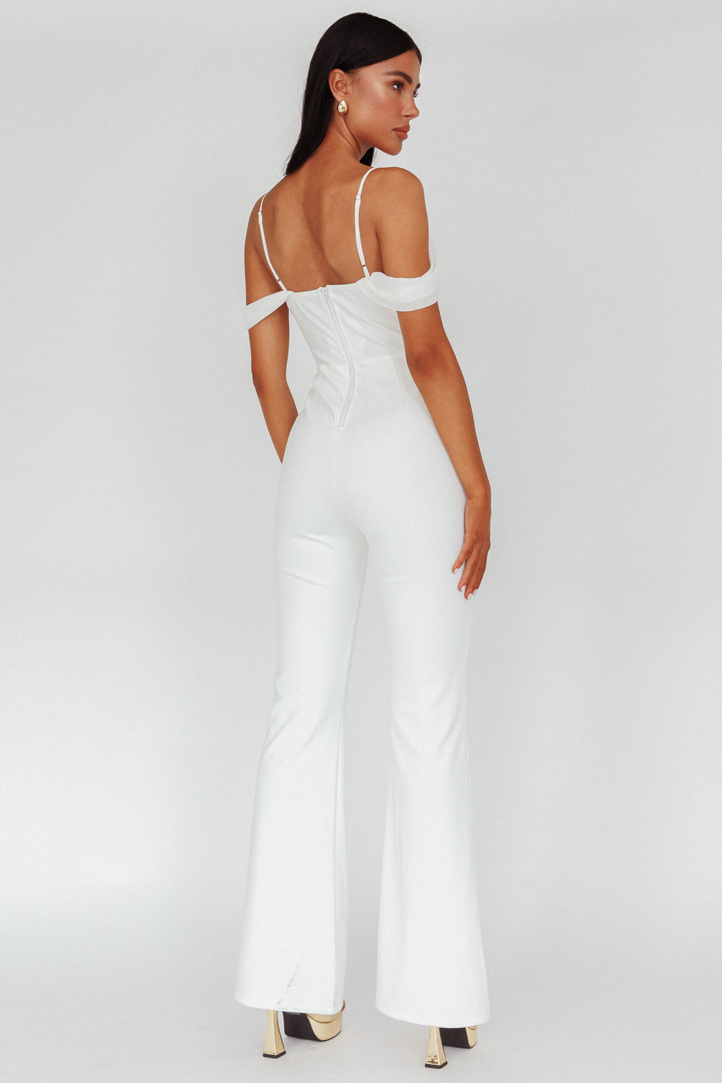 Nian Corset Bodice Jumpsuit Ivory by Selfie Leslie