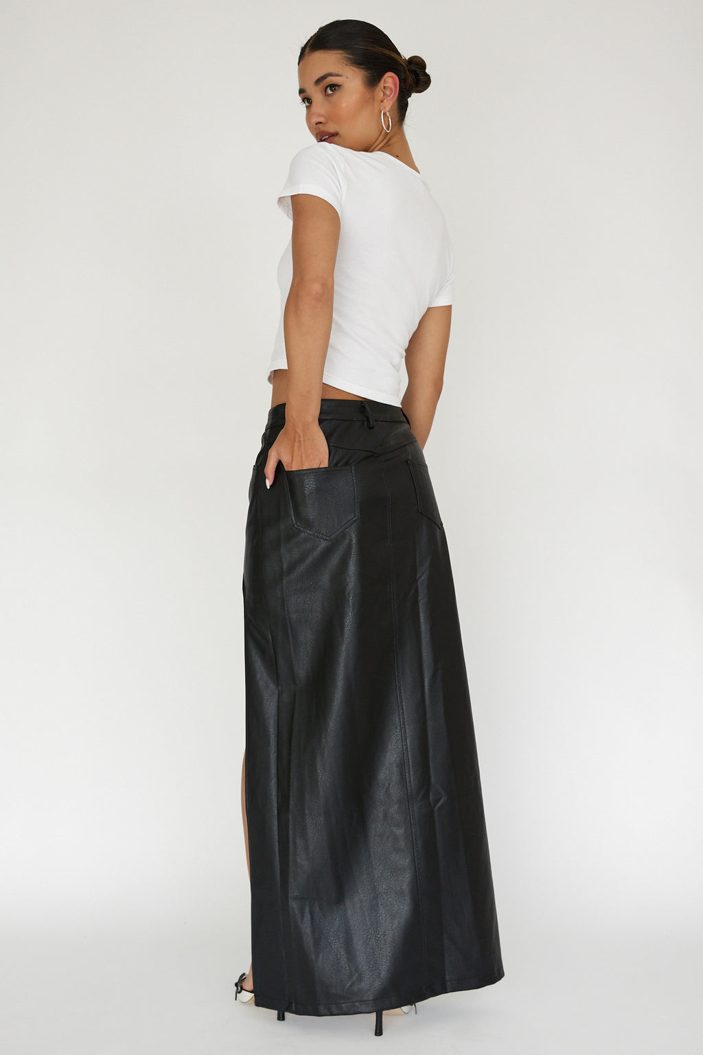 Tamille High Split Maxi Skirt Black by Selfie Leslie